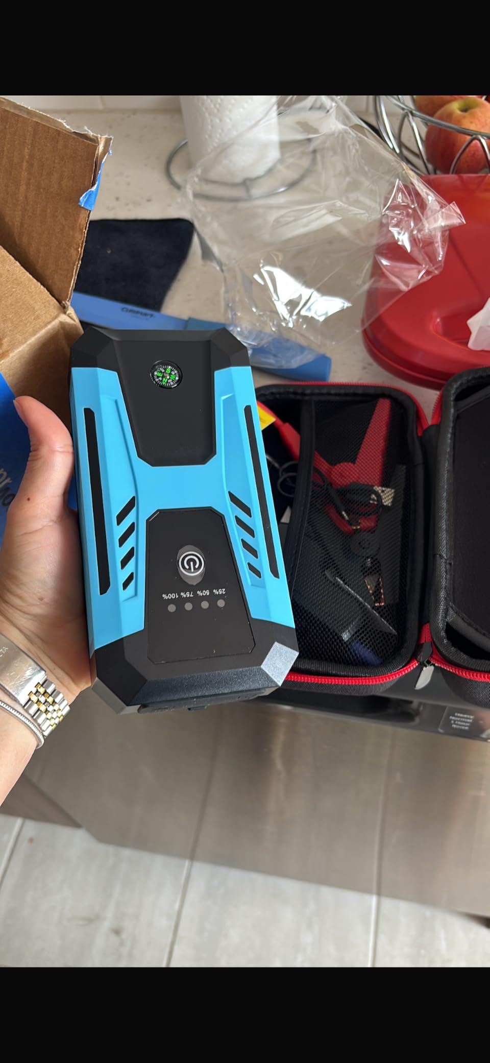 12v Jump Starter for 10.0L Gas/8.0L Diesel, 6000A Peak Car Battery Jumper Starter Portable, IP66 Waterproof Jump Box with Emergency Light and Storage Case customer photo 1