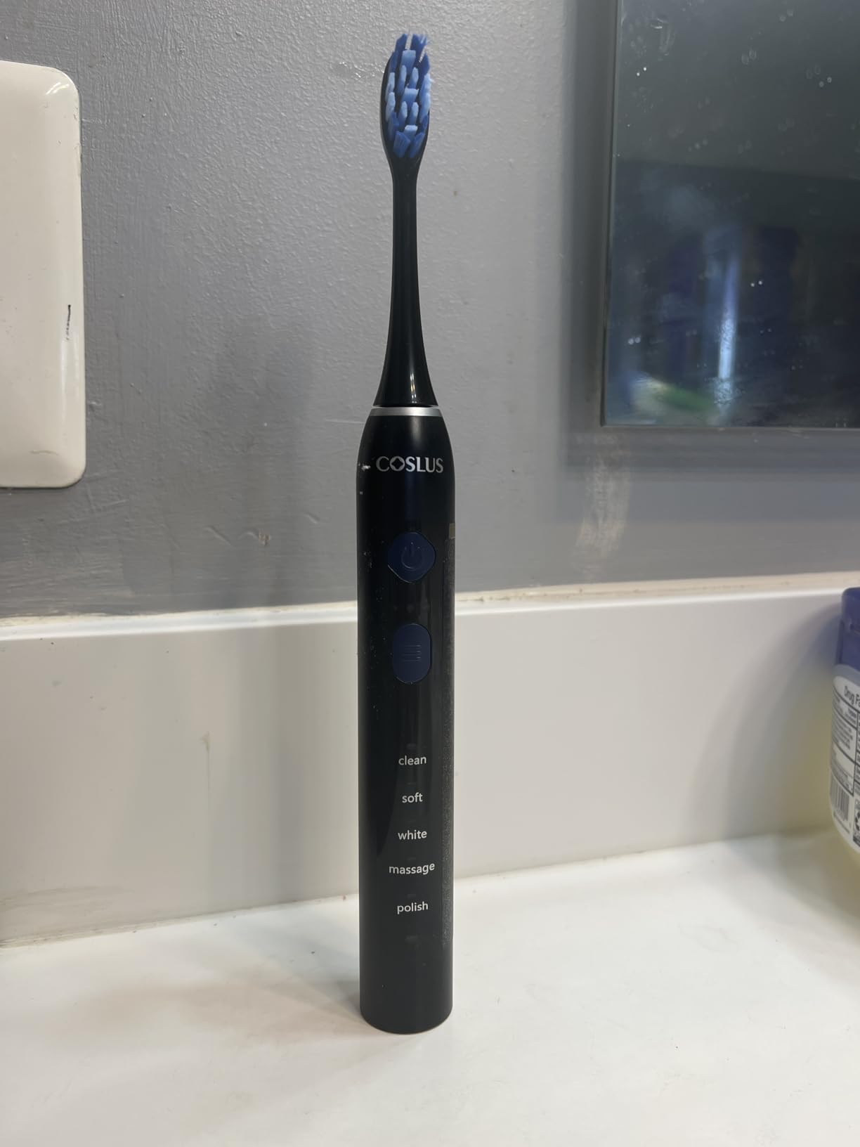 COSLUS C30 Electric Toothbrush for Adults, Effective Yet Gentle Ultra-Clean | 3 Intensities & 5 Modes, 2 Types Soft or Medium Firm Heads, Daily Care, Compact for Travel Home Family Use, Black customer photo 2