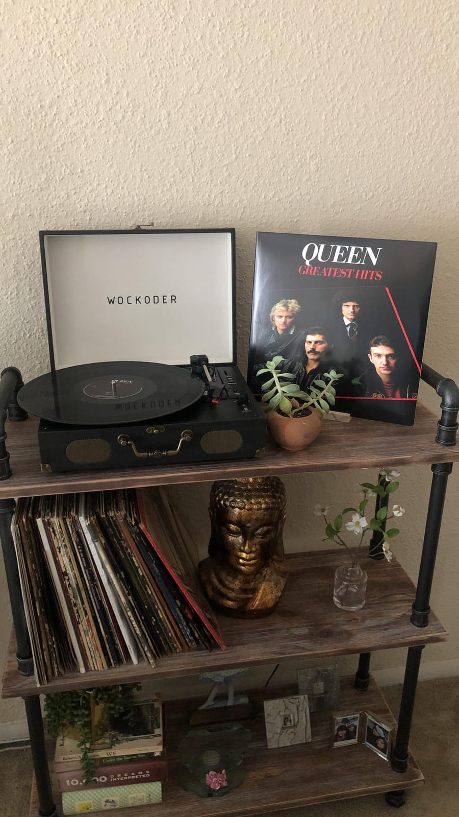 Vinyl Record Player with 2 External Passive Speakers,Black Wooden customer photo 2