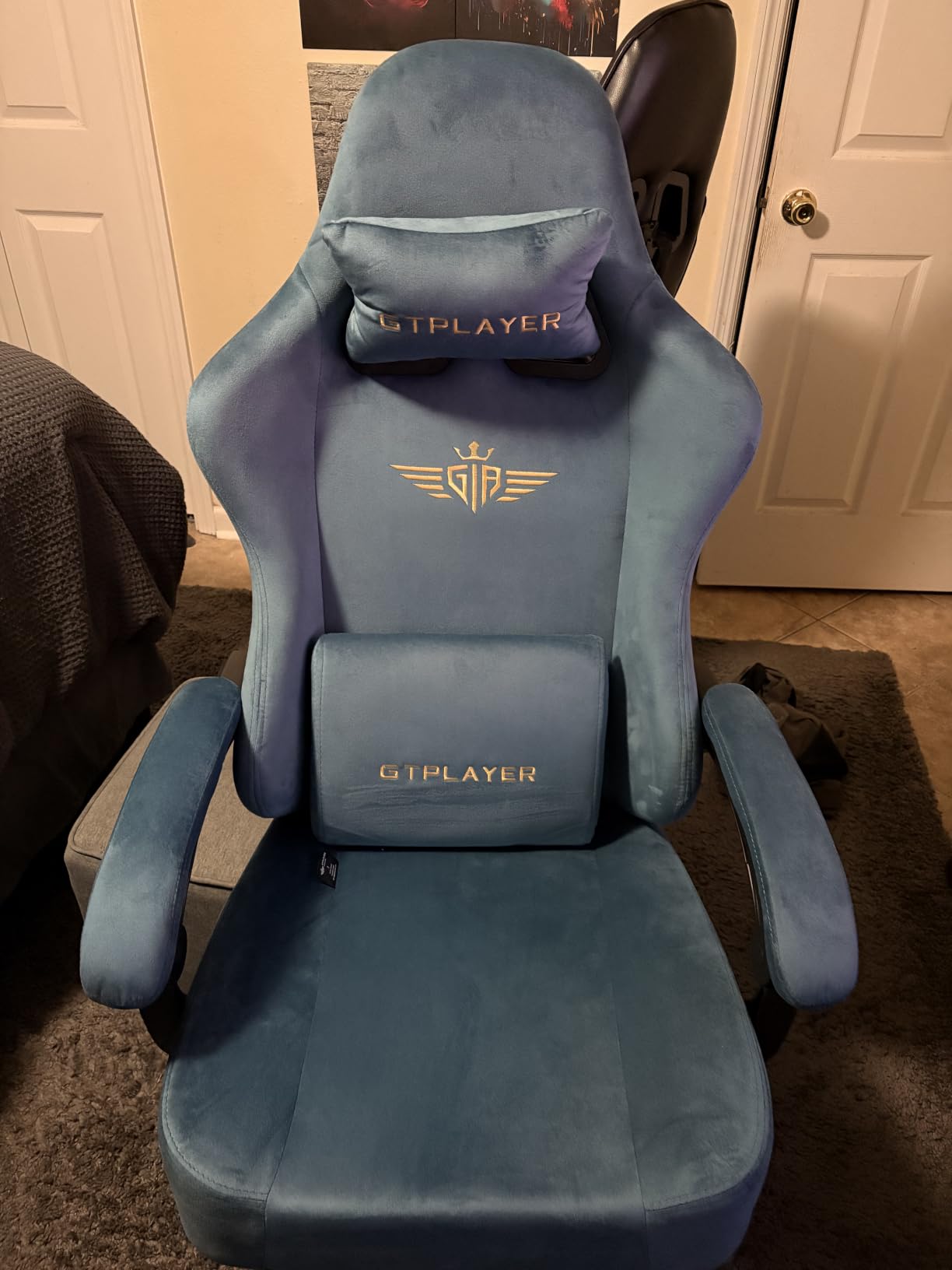 GTPLAYER Gaming Chair Fabric with Pocket Spring Cushion, Big and Tall Gamings Chairs 350LBS High Back Computer Chair with Footrest for Adults Lumbar Support Swivel Game Chair for Office Light Black customer photo 2