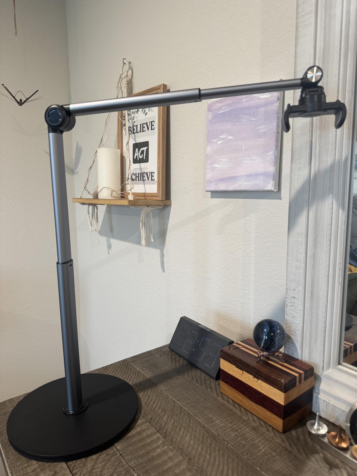 Mionondi Overhead Phone Mount for Video Recording, Aluminum Overhead Tripod for iPhone, Desk Phone Camera Stand for Cooking, Nail Techs, Filming, Live Streaming customer photo 1