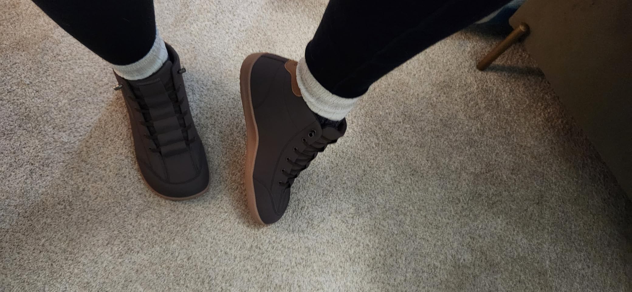 HOBIBEAR Leather Barefoot Boots Zero-Drop Wide Width Minimalist Shoes Unisex Mid Top Walking Boots customer photo 1