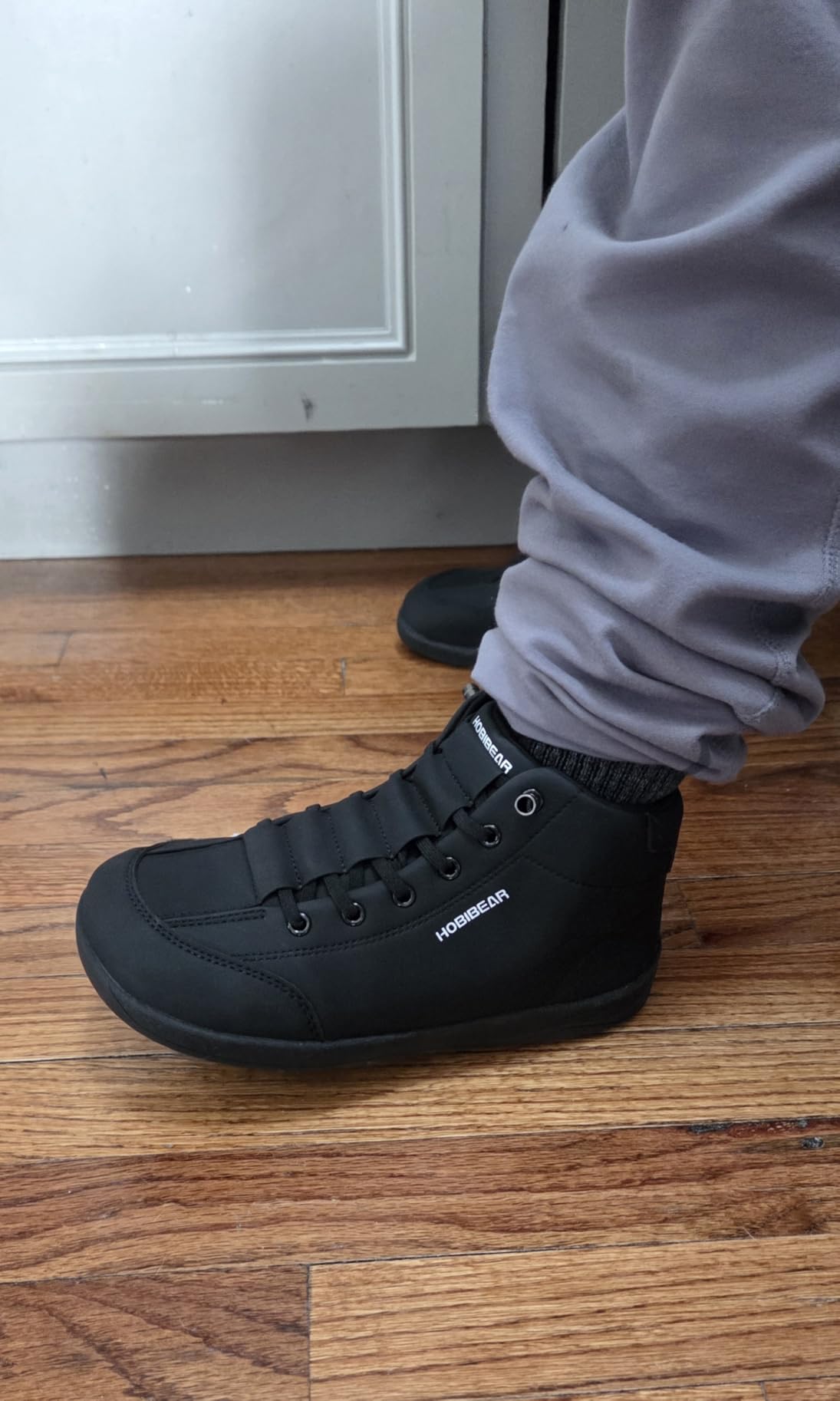 HOBIBEAR Leather Barefoot Boots Zero-Drop Wide Width Minimalist Shoes Unisex Mid Top Walking Boots customer photo 2