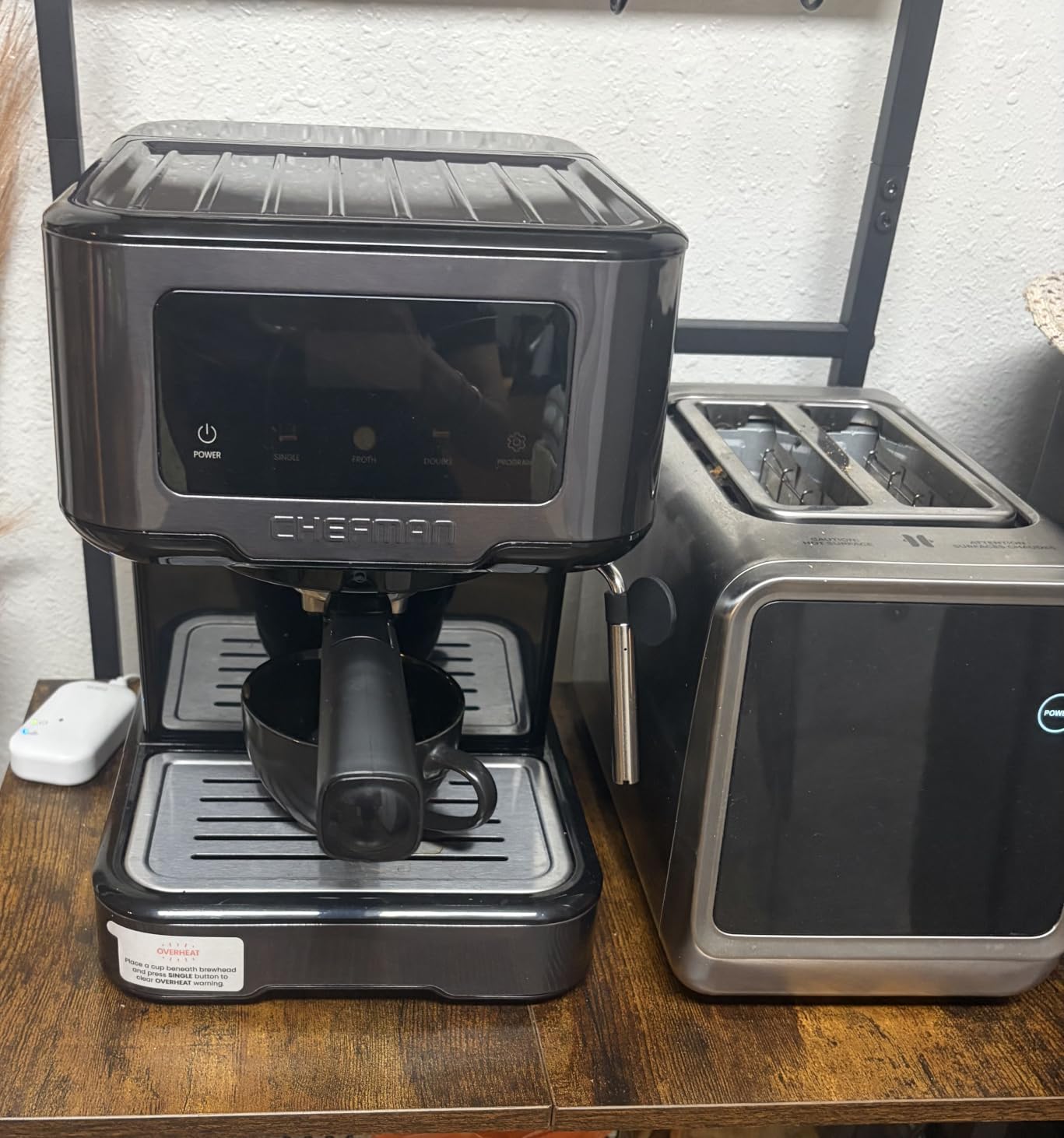 Chefman CraftBrew Espresso Machine, 15-Bar Pump Digital Espresso Maker w/Steam Wand for Latte and Cappuccino, Compact Espresso Coffee Machine w/ 1.5L Removable Water Reservoir - Stainless Black customer photo 2