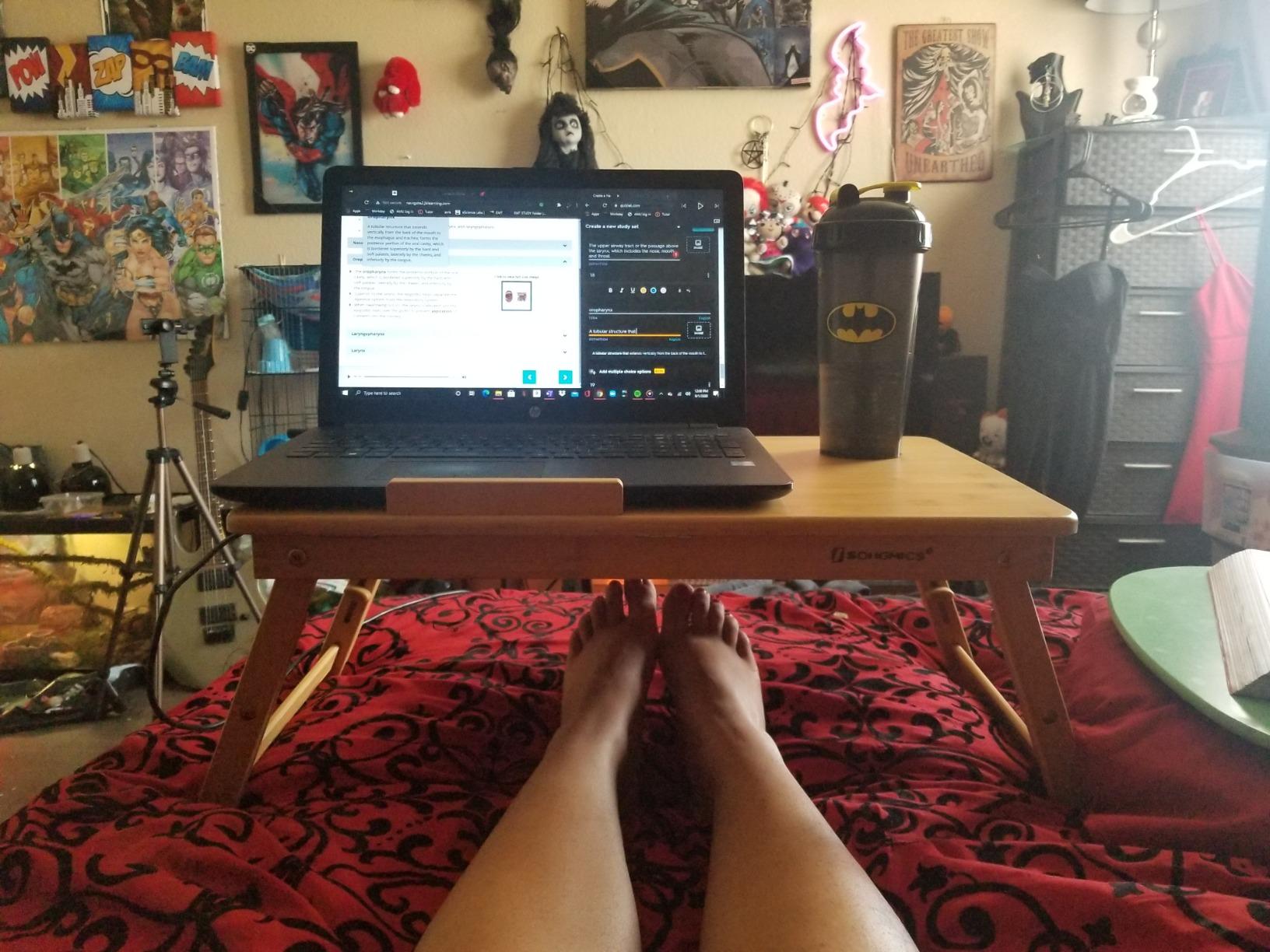 SONGMICS Bed Laptop Desk, Foldable, Adjustable Height, 15.7 x 22 Inches customer photo 1