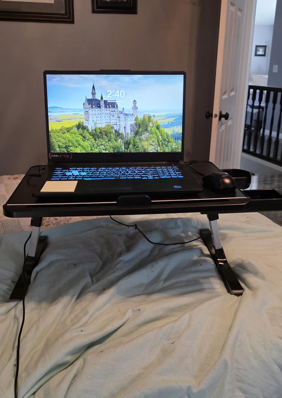 SONGMICS Bed Laptop Desk, Foldable, Adjustable Height, 15.7 x 22 Inches customer photo 2
