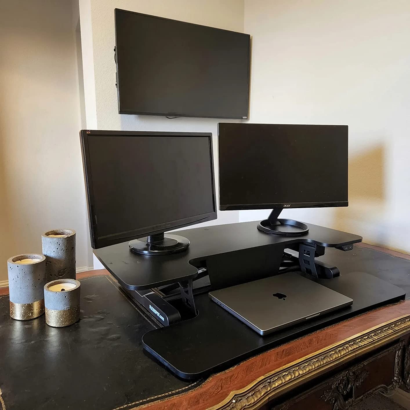 FLEXISPOT H7 Plus Mobile Standing Desk, Pneumatic Adjustable,One-Piece 32