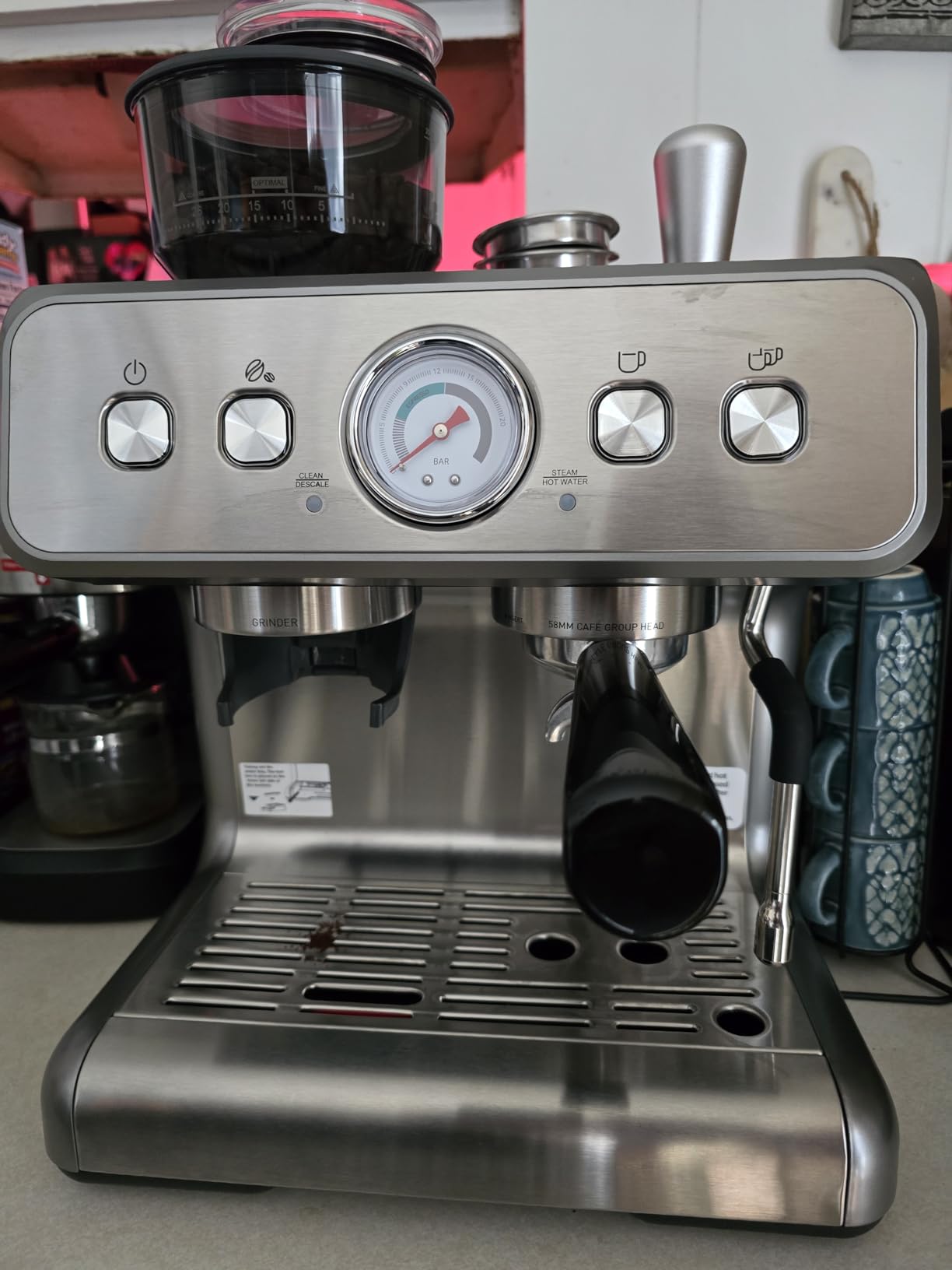 15 Bar Espresso Machine with Grinder & Milk Frother, 58mm Expresso Coffee Machines, Stainless Steel Coffee Maker for Cappuccino and Latte, Perfect for Home and Café Use - Dual Boiler customer photo 2