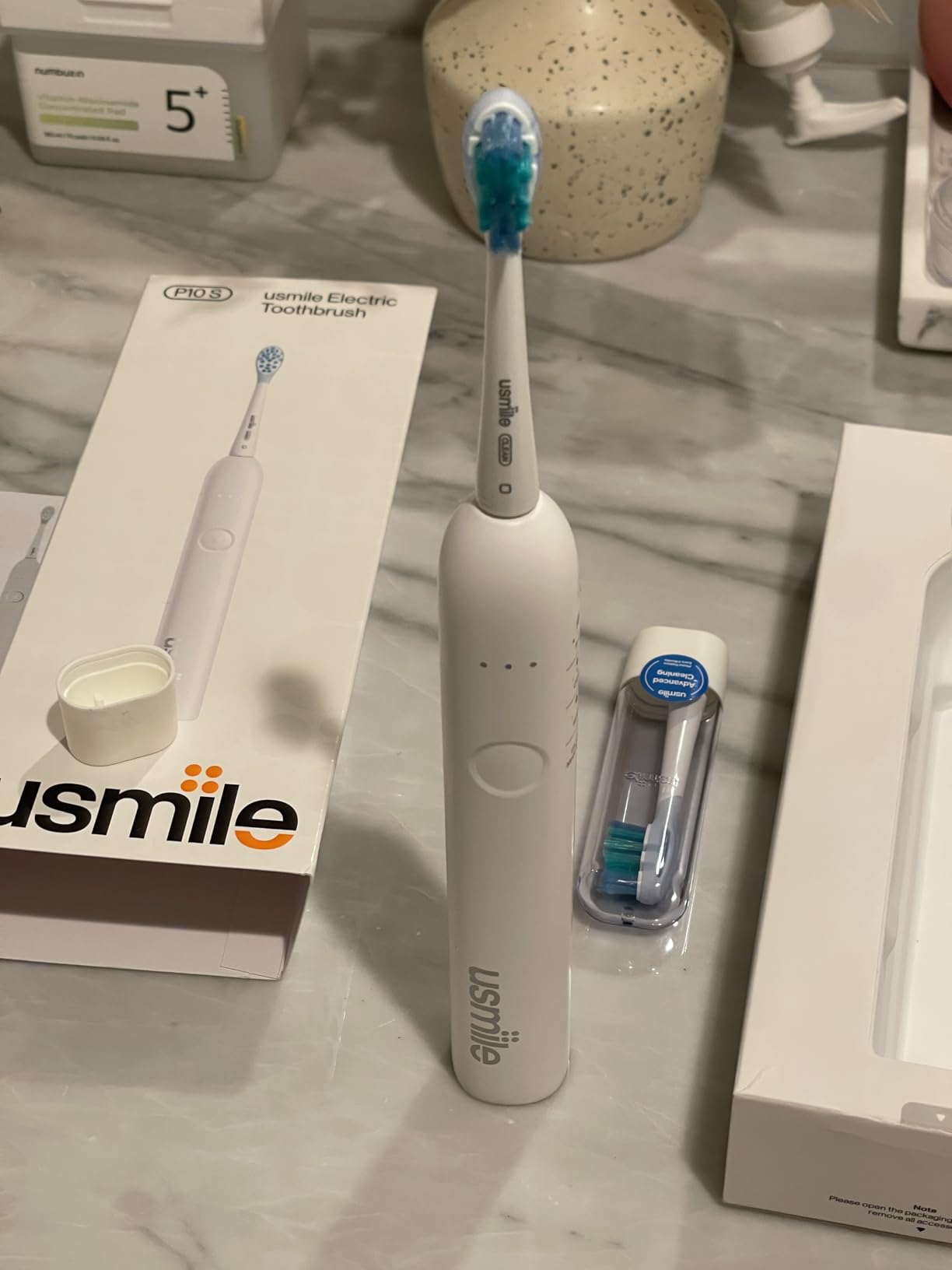 usmile P10S Sonic Electric Toothbrush, 180-Day Battery, Blue | 3 Modes Deep Clean & Whitening, Cushioned Gum-Care Brush Head for Sensitive Teeth, Smart Timer, 2 Heads, Rechargeable customer photo 2