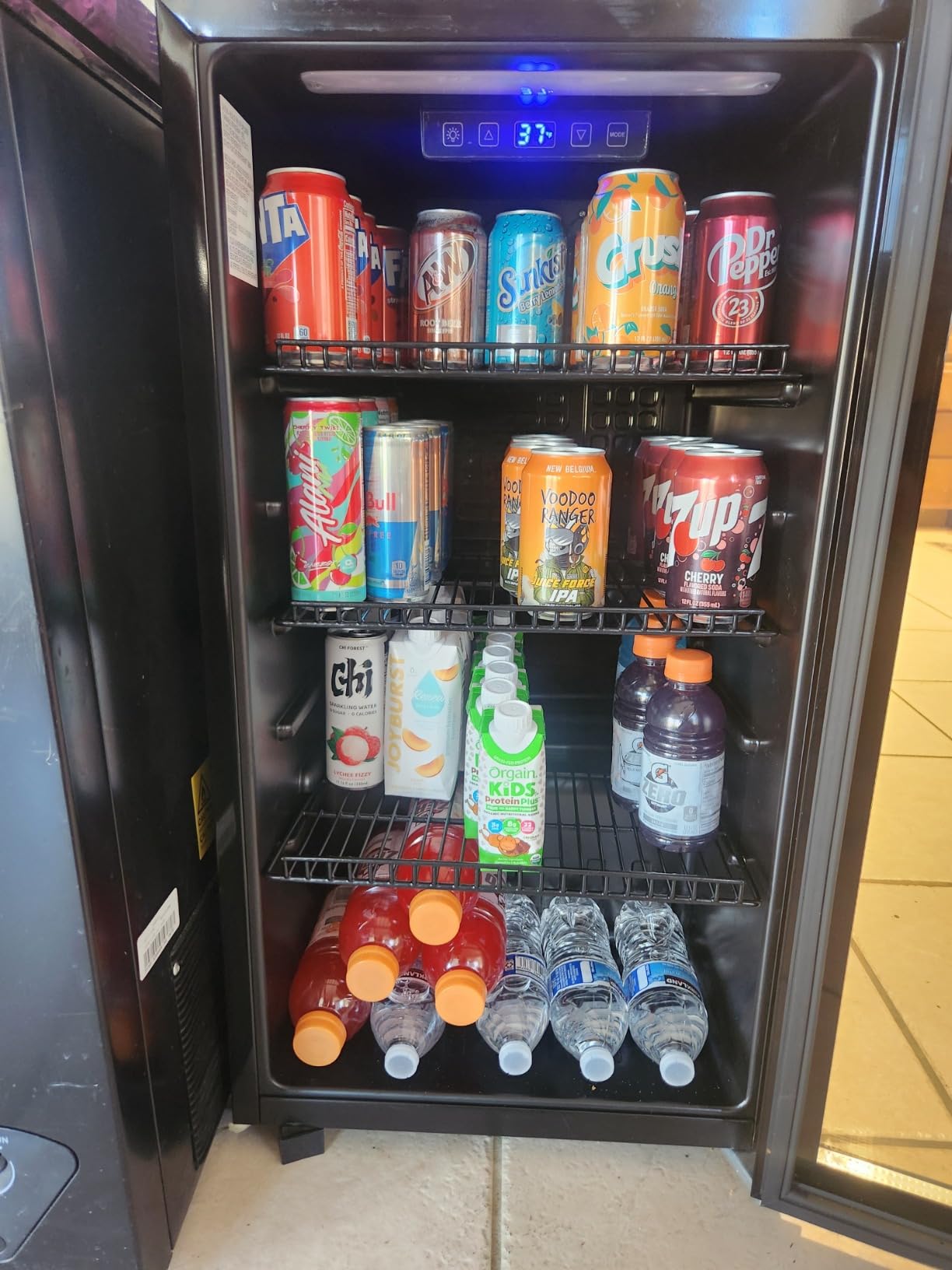 Tehanld Lighted Beverage Refrigerator, 68-Can Gaming Mini Fridge | RGB illuminated glass door, 1.8 cu.ft, 35-65°F digital control, quiet drink cooler for bedroom, game room, home bar customer photo 1