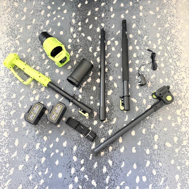 Roof Gutter Cleaning from The Ground 93 in, Leaf Blowers Cordless with 2 Batteries 21V, 580CFM/180MPH Gutters Cleaning Tool with Adjustable Pole, Gutter Cleaner with Adjustable Shoulder Strap, Charger customer photo 1