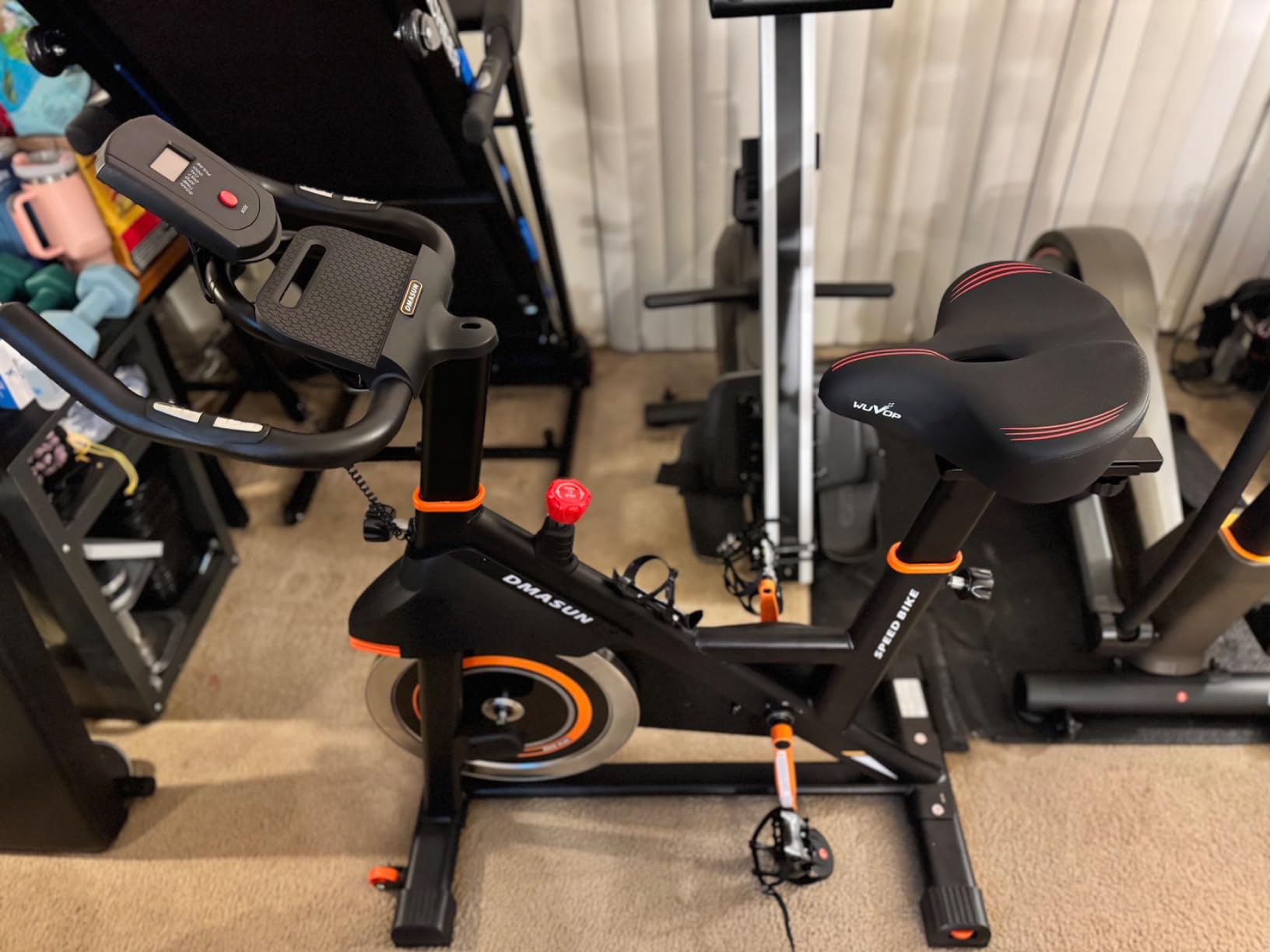 DMASUN Exercise Bike, Silent Magnetic Resistance Stationary Bike for Home with 330 LBS Capacity, Pedals with Anti-loosening Nuts, Indoor Bike with Comfortable Seat Cushion, Digital Display with Tablet Holder customer photo 2