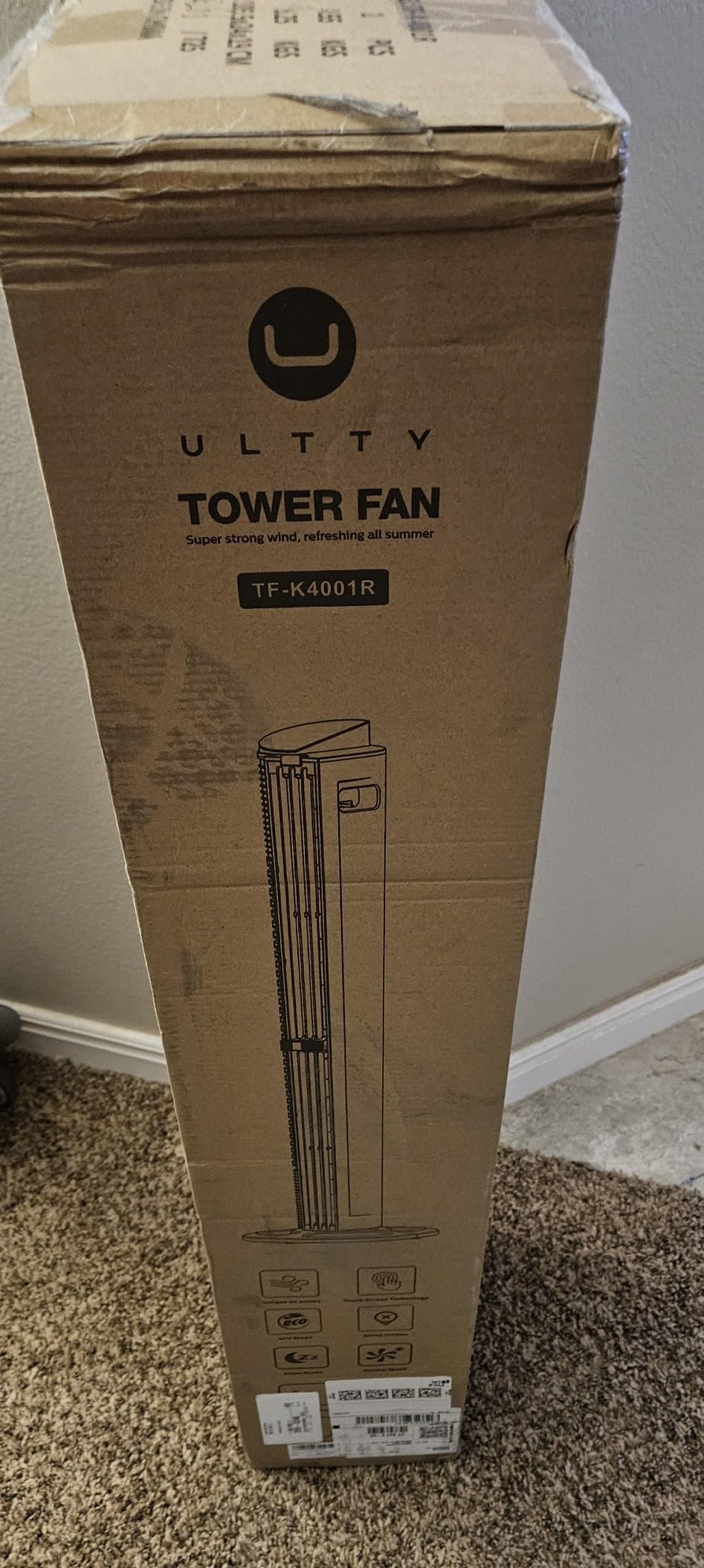 U ULTTY Bladeless Tower Fan for Bedroom, 25ft/s High-Speed Cooling Fan with 20 Speeds & 3 Modes, 270° Tilt & 90° Oscillating Quiet Standing Fan with Remote, HD LED Display, Ring Ambient Light, White customer photo 1
