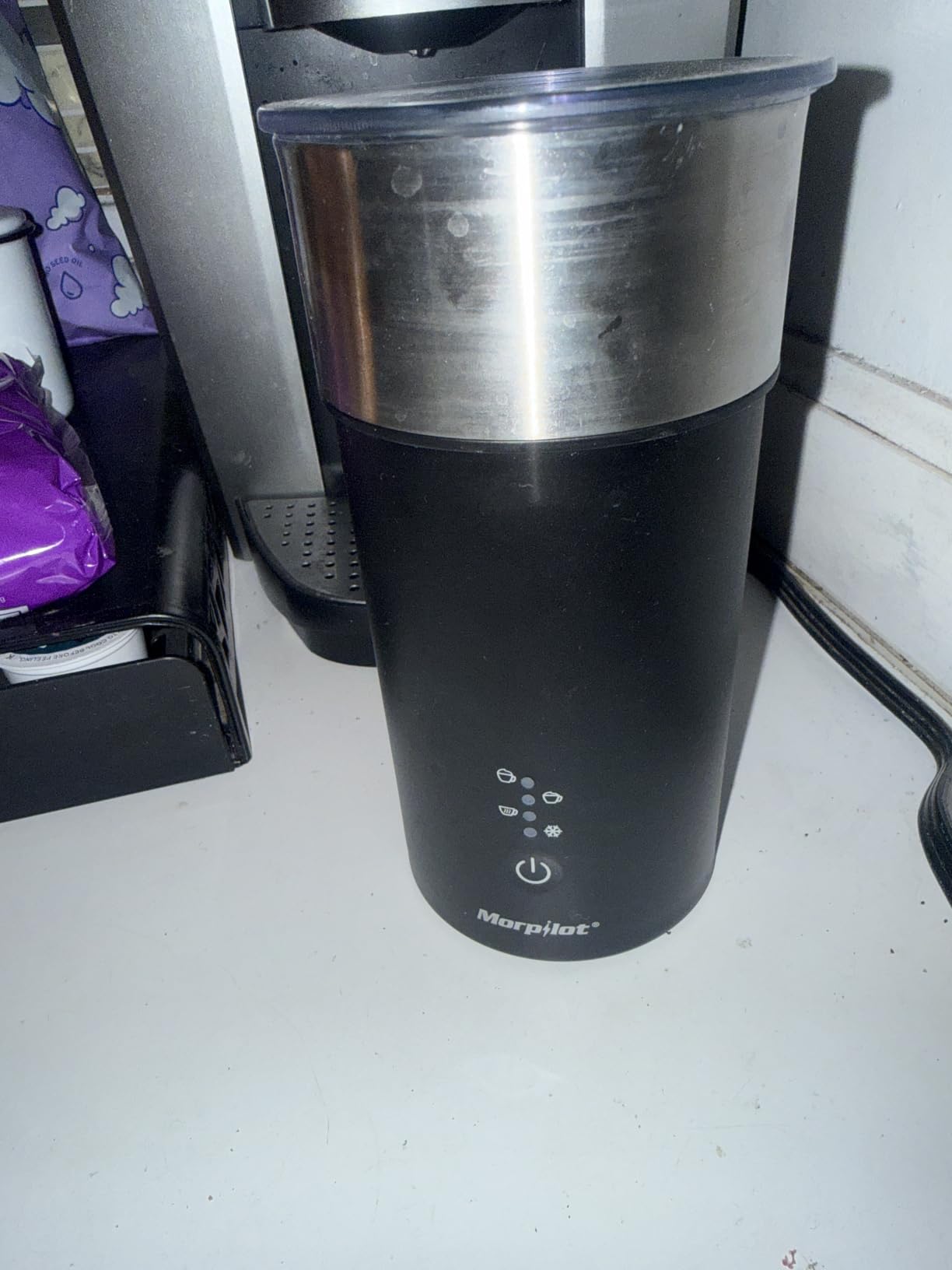 Large Electric Milk Frother and Steamer, 16.9oz/500ml Milk Steamer and Frother for Latte or Hot Chocolate, Dishwasher Safe, BPA Free, 6 Functions, Enjoy Perfect Milk Froth in 2 Min (White-Glass) customer photo 2