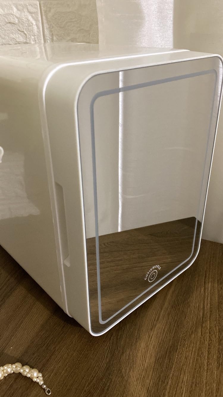 CUTIEWORLD Skincare Fridge - 4L Makeup Fridge for Refrigerating Makeup, Skincare and Food, Mini Fridge for Bedroom, Office and Car, Cooler and Warmer, Beverage Cooler, Pearly white customer photo 1