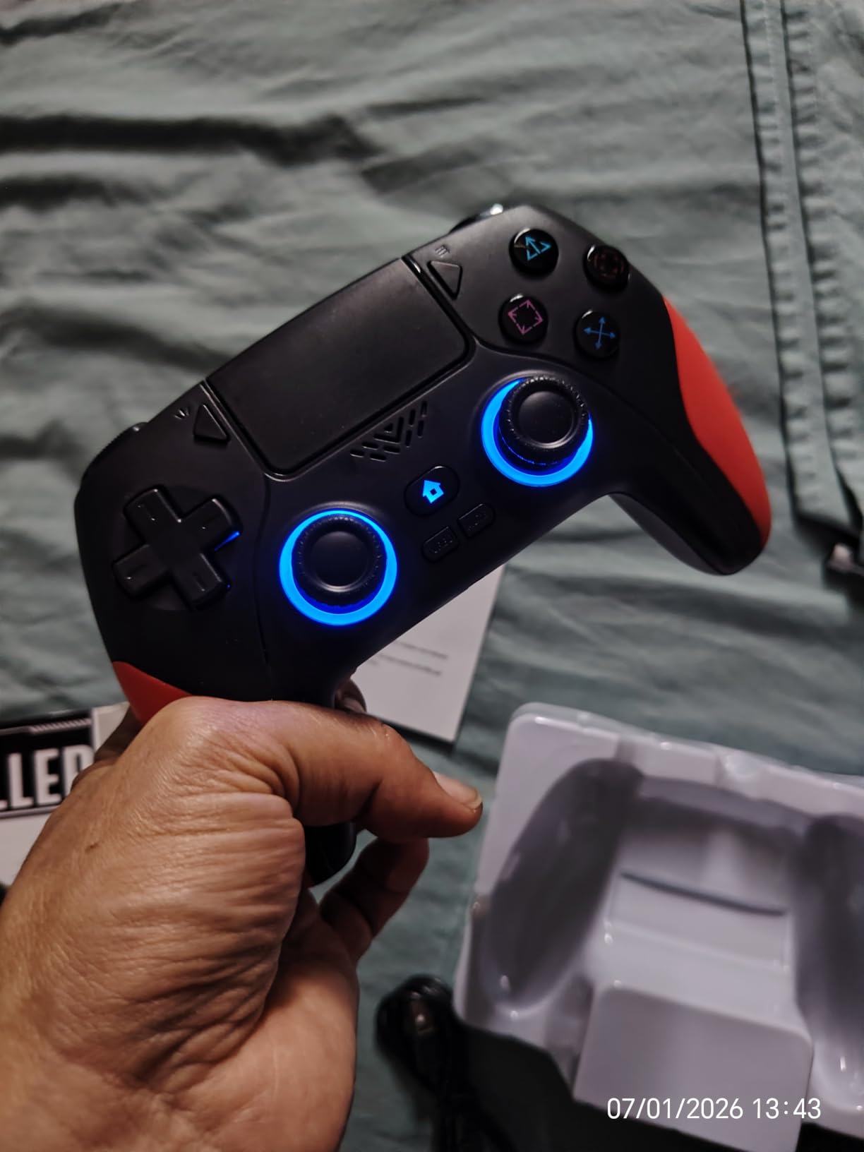 Akalyptra Wireless Controller for PS-5, Pro/Slim/PC/Steam Deck (Black) | Hall Joysticks/Trigger, Turbo, Macro Back Buttons, Dual Vibration, 6-Axis Gyro, 3.5mm Jack, Speaker, 8 Color RGB Lighting customer photo 2