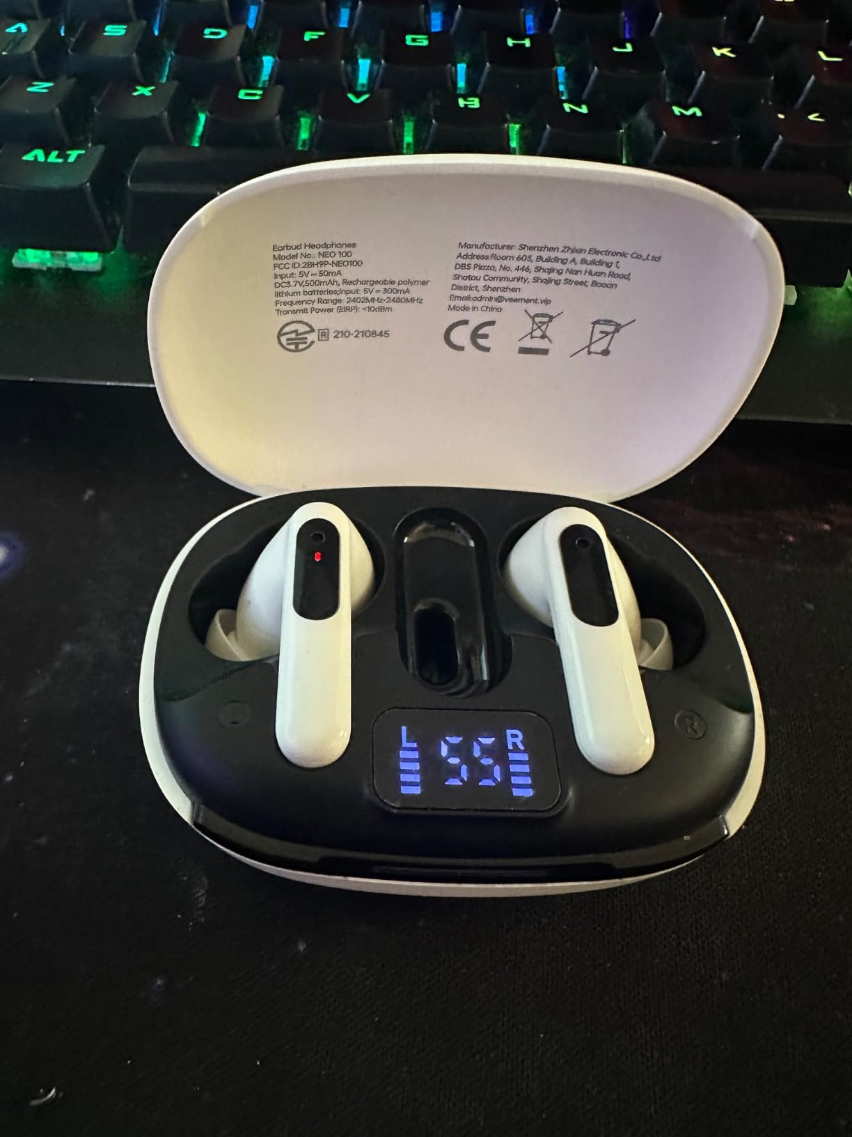 RYR Wireless Gaming Earbuds with Noise Cancelling Mic, 2.4Ghz & Bluetooth | 20ms Low Latency, LED Display, 36H Playtime for Meta Quest 3/2, PS5, PS4, VR, Switch, Steam Deck, PC, Phone customer photo 1