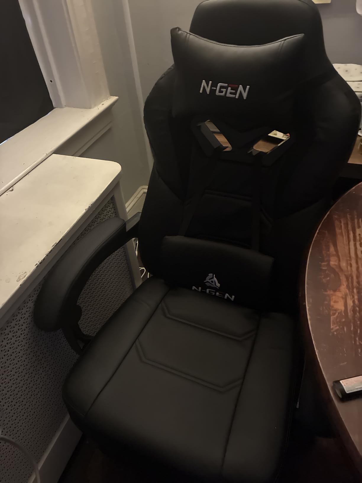 N-GEN GAMING Big & Tall Gaming Chair, Footrest, Lumbar Support, Dark Black | Ergonomic High-Back Chair for Adults, Padded Wide Seat with Heavy-Duty Base, Reclining Comfort for Computer, Office/Home Use customer photo 2