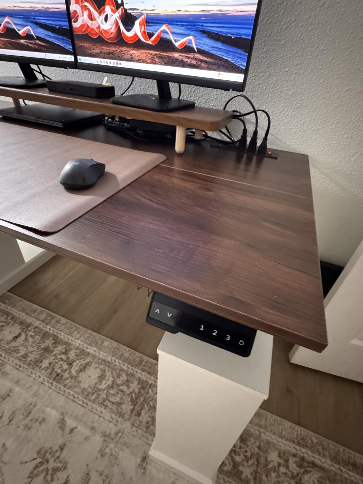SEDETA 98.4'' Standing Two Person Desk with 3 Drawers, Storage Cabinet customer photo 2