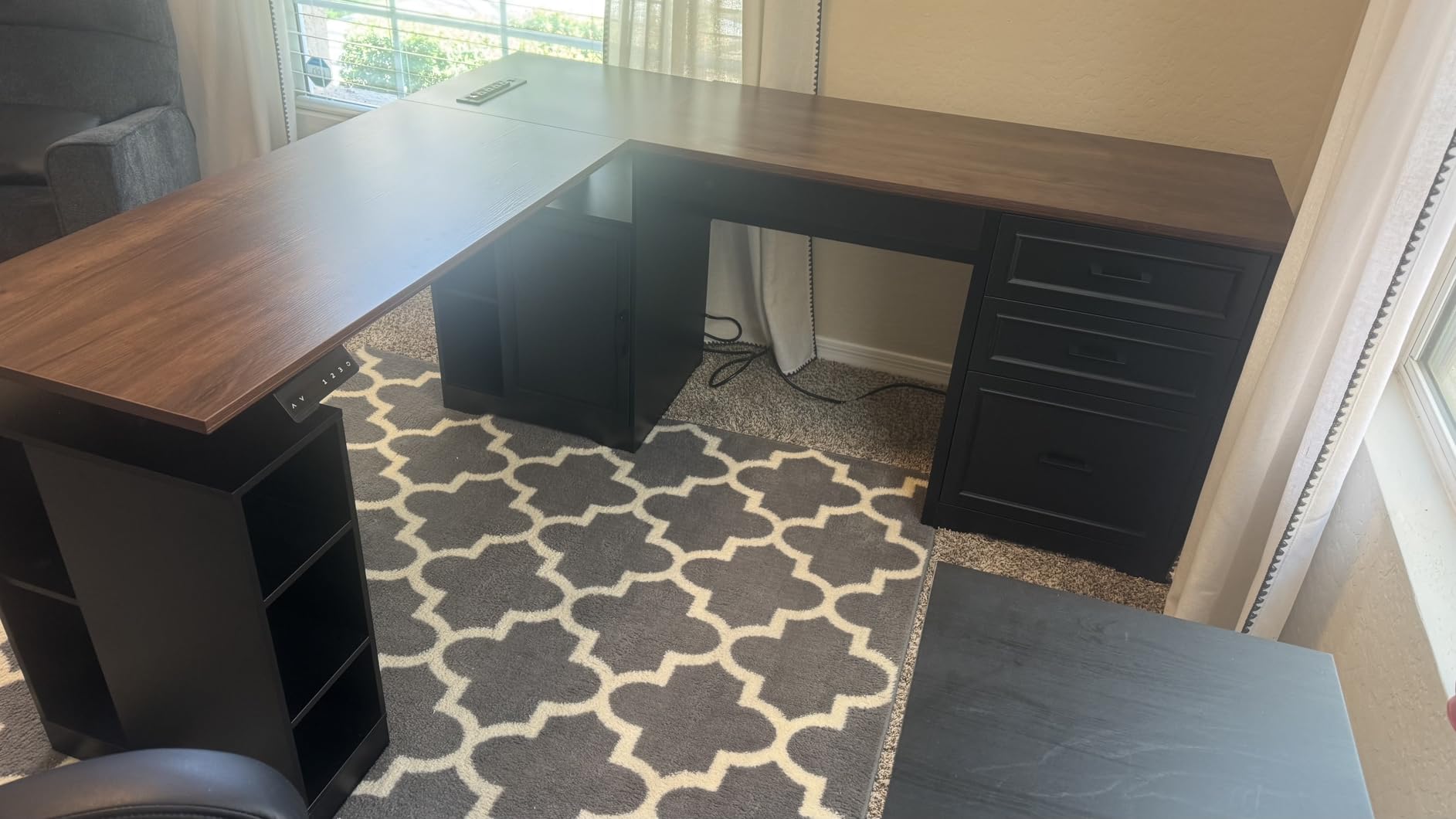 SEDETA Fluted L Shaped Electric Standing Desk, 63