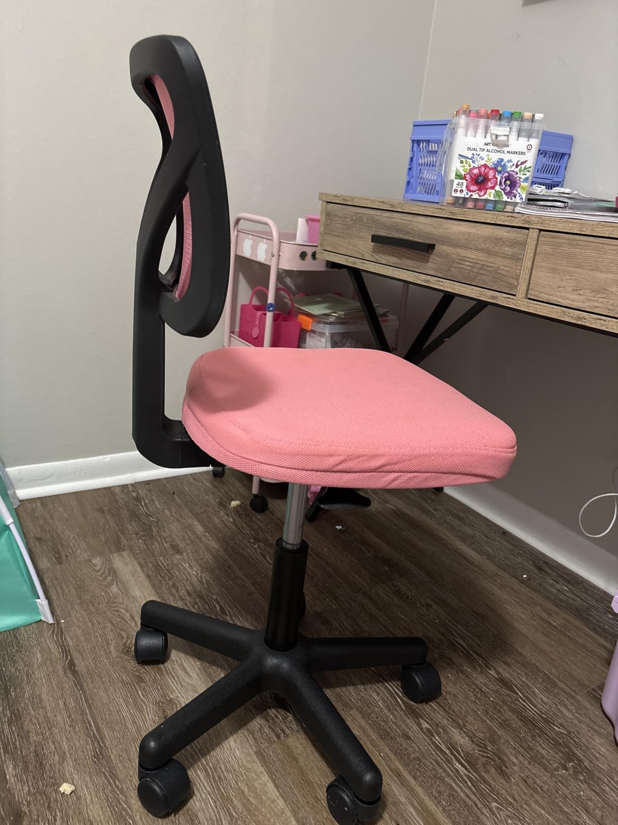 OLIXIS Armless Home Office Chair, Ergonomic Small Desk Chair | Mesh Back, Removable Washable Foam Cushion, Height Adjustable, Rolling Swivel Wheels, Small Space, Grey customer photo 1