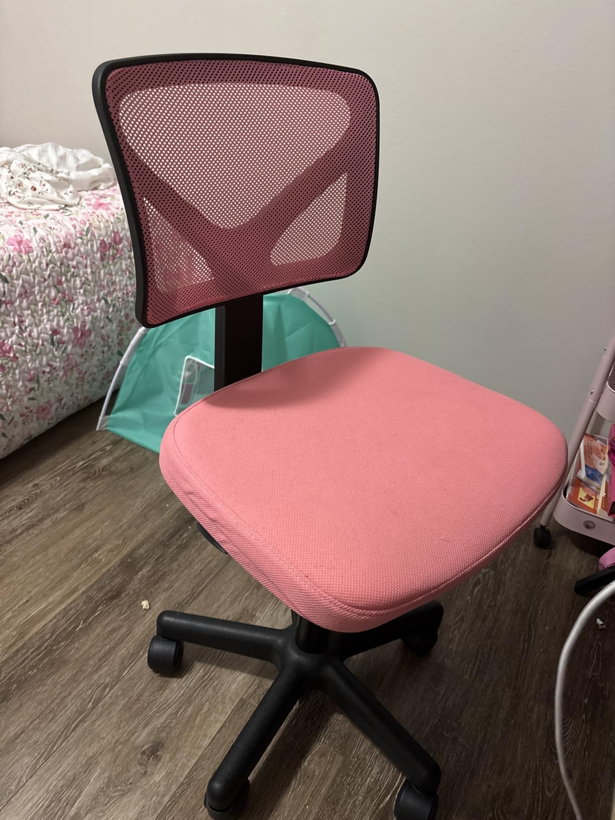 OLIXIS Armless Home Office Chair, Ergonomic Small Desk Chair | Mesh Back, Removable Washable Foam Cushion, Height Adjustable, Rolling Swivel Wheels, Small Space, Grey customer photo 2