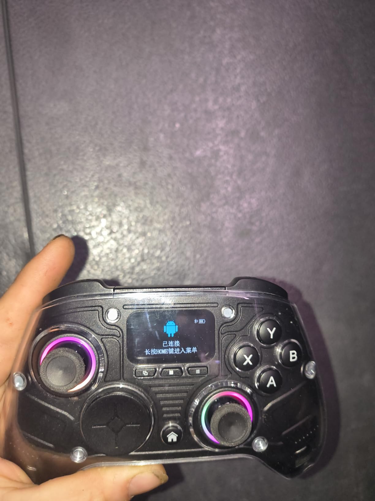AOC PC Controller with Interactive Screen, Hall Effect Sticks & Triggers | for PC/Switch/Switch 2/PS4/iOS/Android/Steam Deck, BT/2.4G/Wired, Screen Setup, No-Drift Hall Joysticks, Macro, RGB customer photo 1