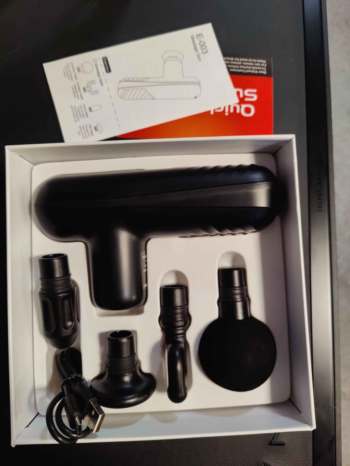 Mini Massage Gun, Powerful Yet Small Quiet Percussion Muscle Massager | Best Balance of Power and Size, Handheld but not Palm-size with Brushless Motor, 4 Interchangeable Heads, Type-C Rechargeable customer photo 1