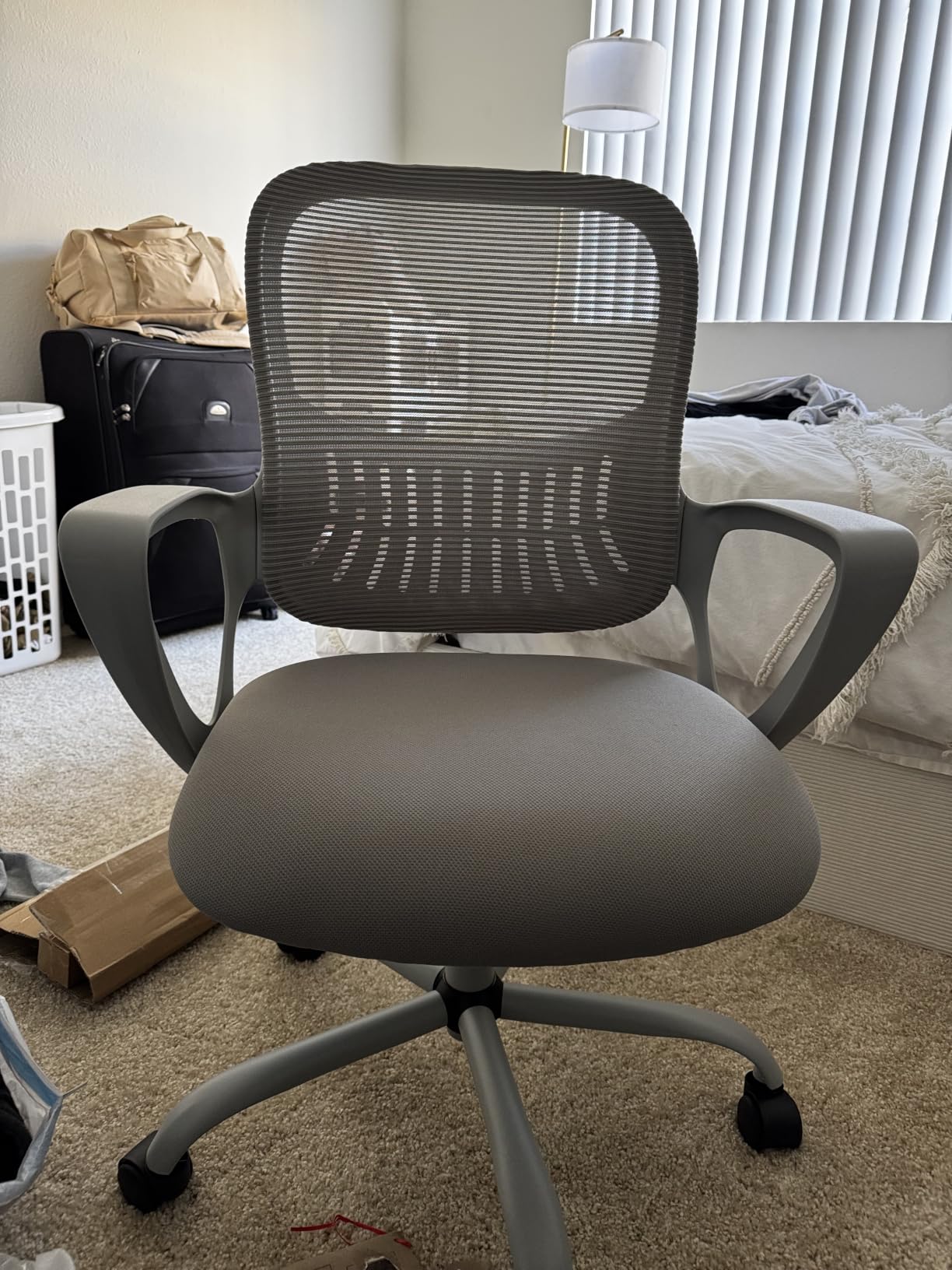 Sweetcrispy Computer Desk Chair, Swivel Task Chair with Lumbar Support | Mid-Back Mesh Rolling Work, Flip-Up Arms, Home Bedroom Study Student, Black customer photo 1