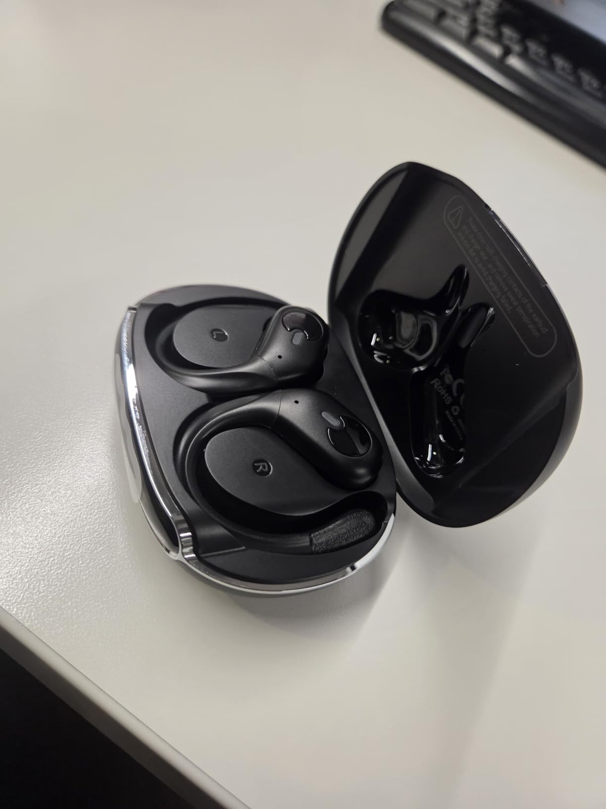 Active Noise Cancelling Ear Buds Wireless Earbuds 90H Playtime Bluetooth Headphones Stereo Bass Over-Ear Hooks Earphones with Power Display Case IPX7 Waterproof Headset for Workout/Running, Black customer photo 2