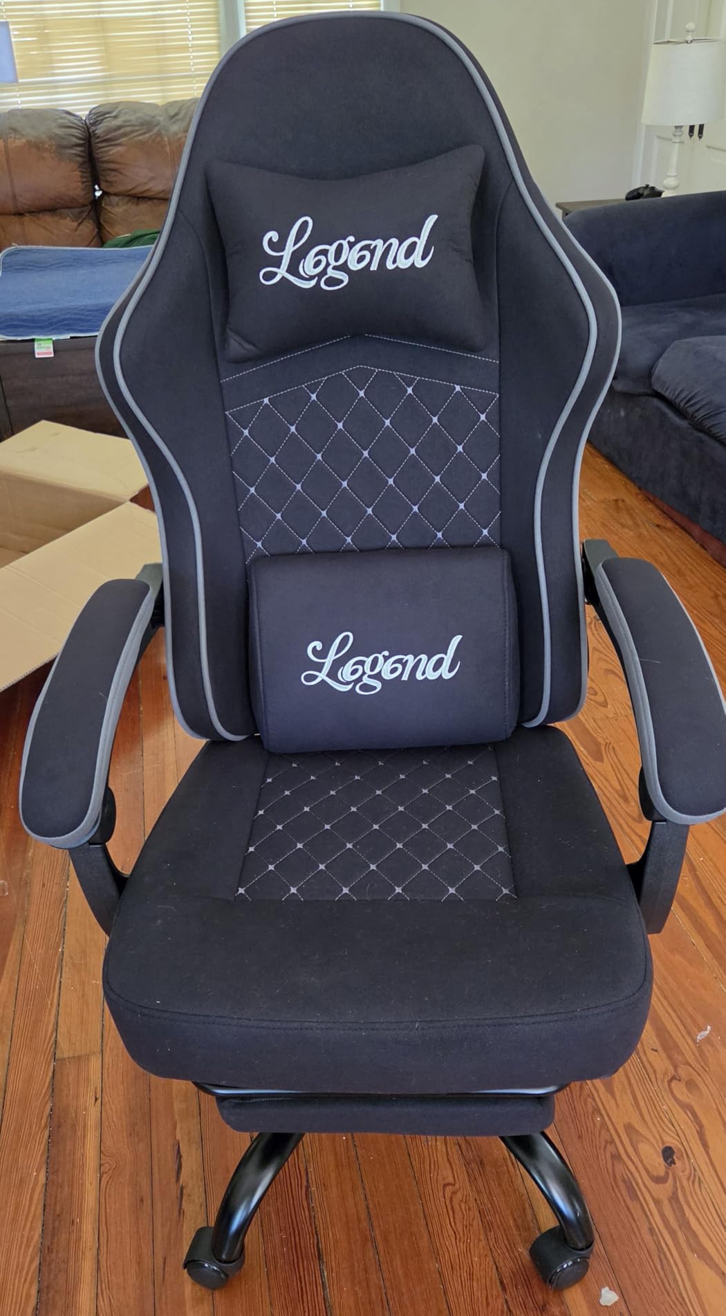 Gaming Chair for Adults with Footrest, Ergonomic Computer Chair, 330 lb | Heavy Duty Load Capacity, 52 cm Wingless Wide Seat, Pocket Spring Cushion, Headrest, Adjustable Height, Reclining Backrest customer photo 1