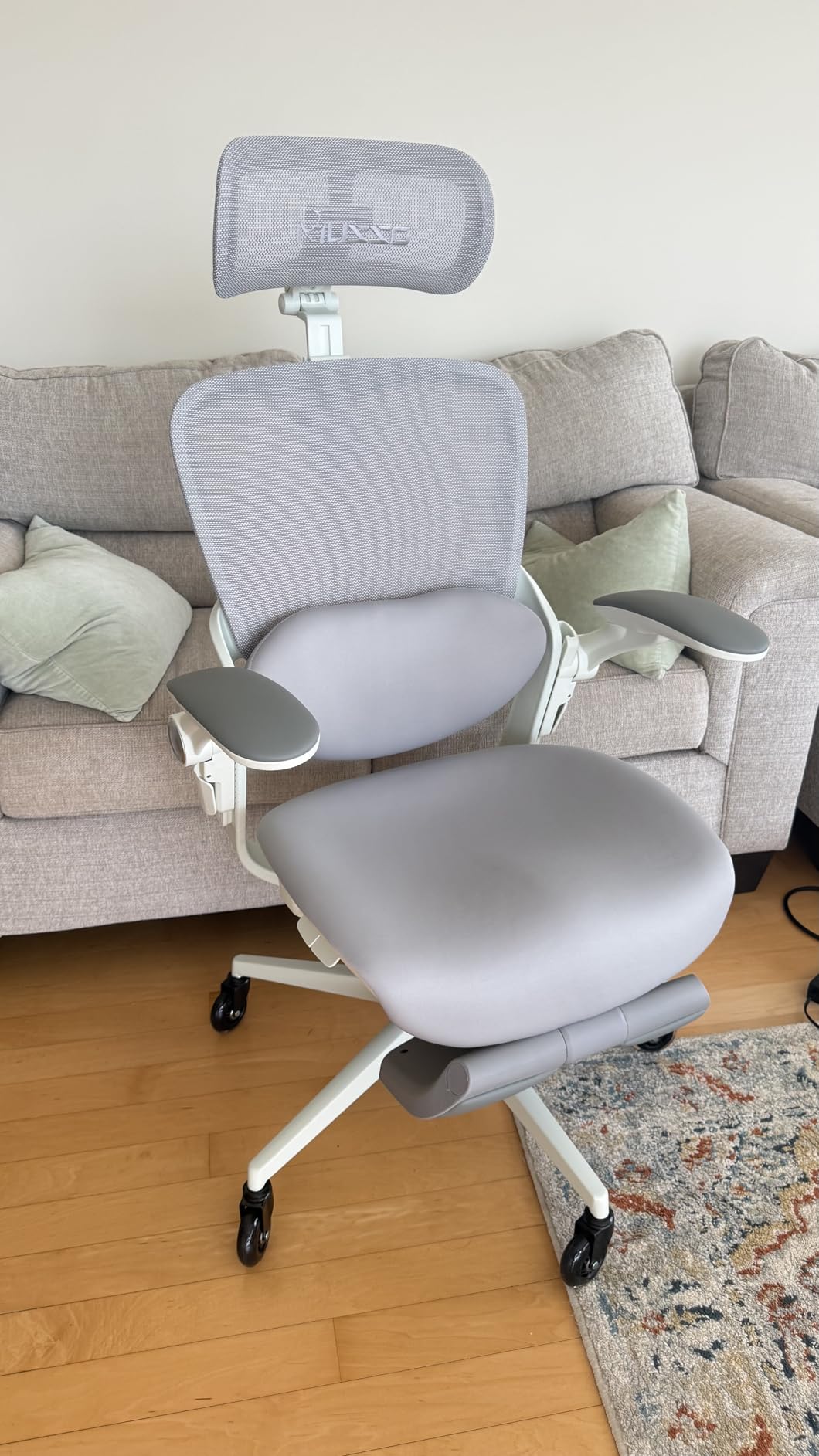 MUSSO E80 Muse Petite Ergonomic Office Chair for Women & Small Frames Beige | 3-Level 3D Lumbar Support; 4D Headrest; 90° Flip-Up Arms & Footrest; 135° Recline; Breathable Mesh customer photo 1