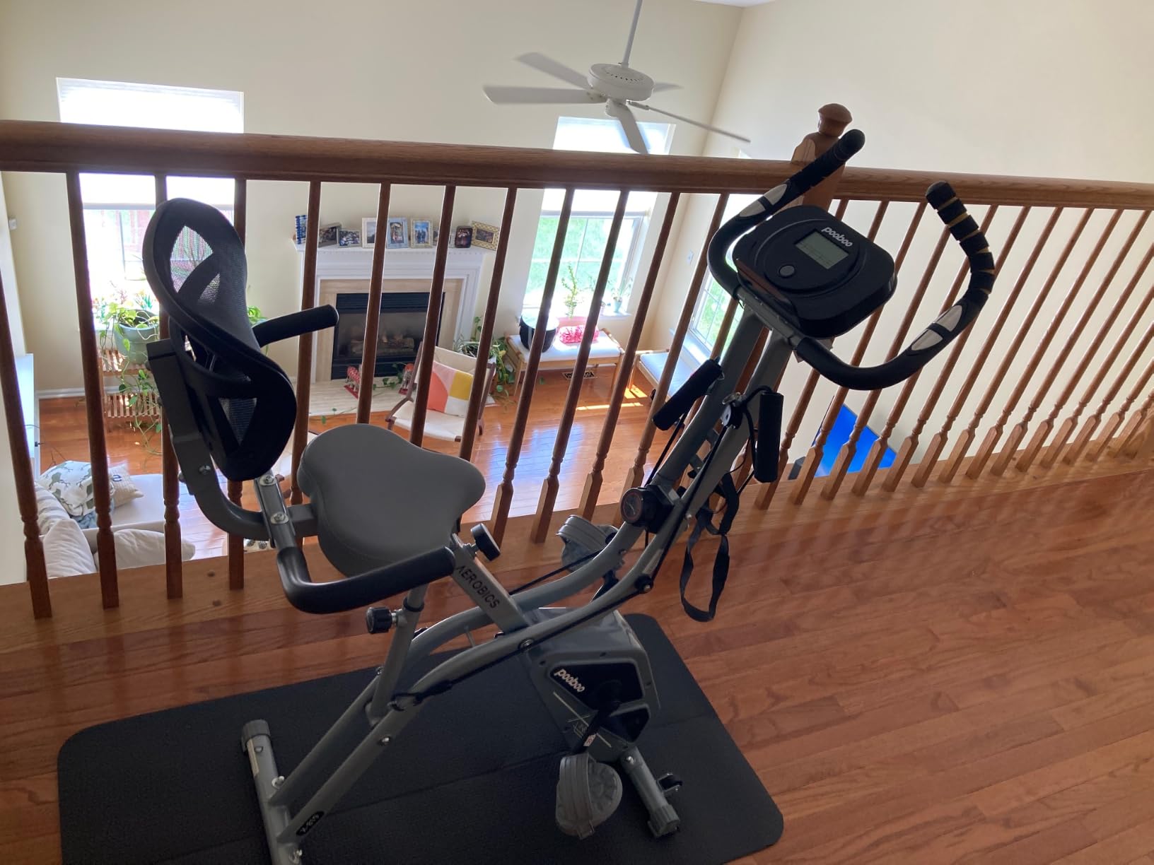 pooboo Folding Magnetic X‑Bike, Upright Exercise Bike for Home Gym customer photo 1