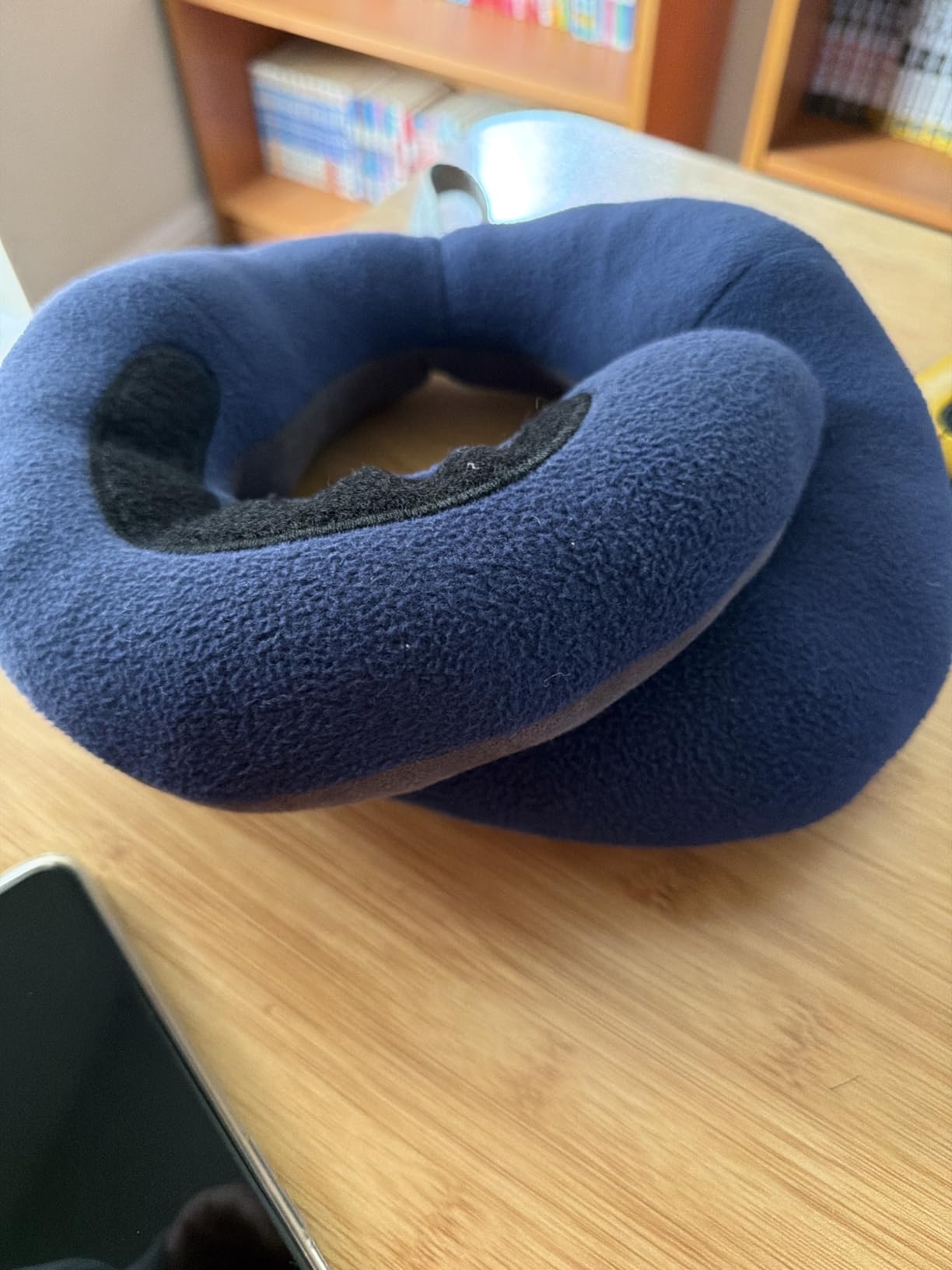 BCOZZY Travel Neck Pillow for Airplane - Patented Head, Neck & Chin Support. Soft, Adjustable Pillow for Comfortable Resting on Long Flights, Car Rides & Recliners. Washable, Carry Bag, Large, Navy customer photo 2