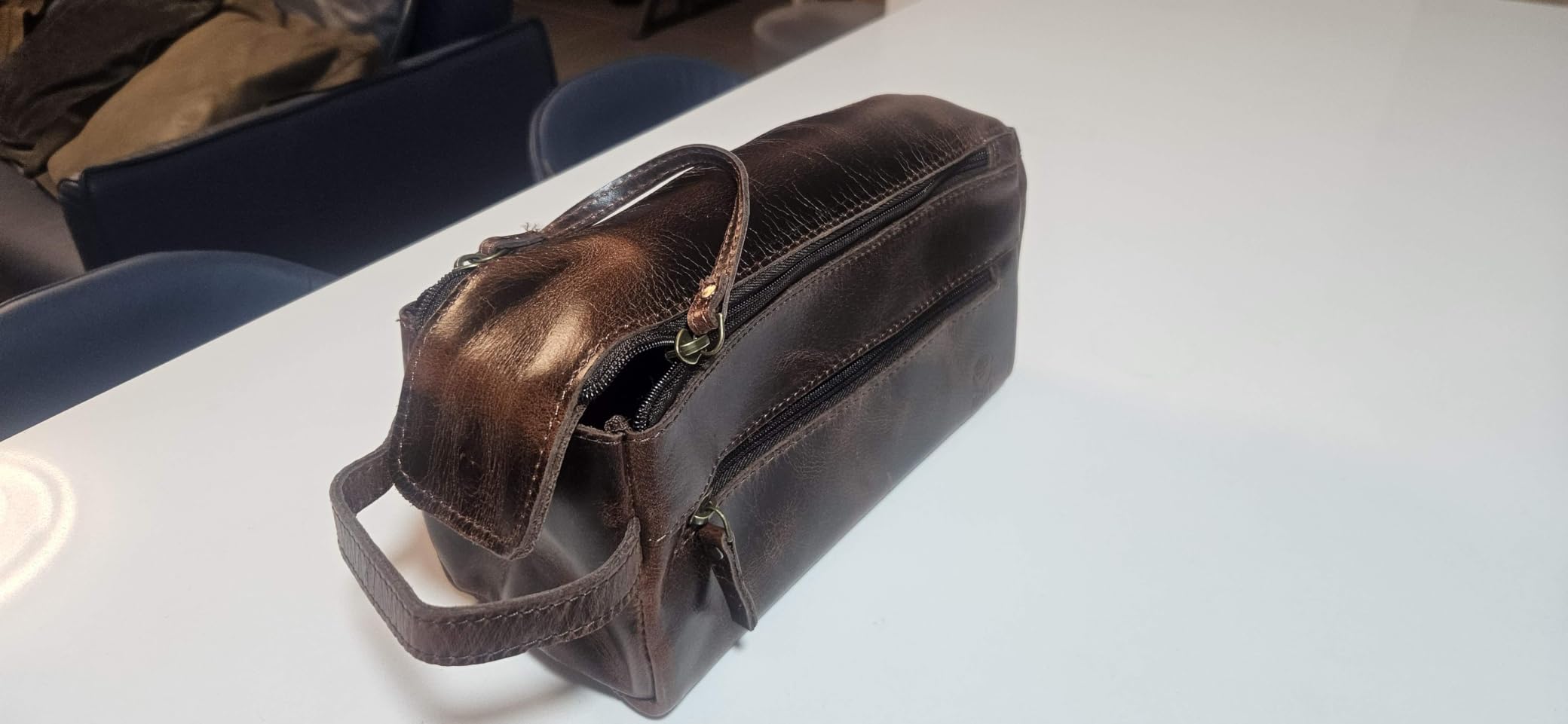 Leather Toiletry Bag for Men - Full Grain Travel Dopp Kit & Shaving Bag customer photo 2