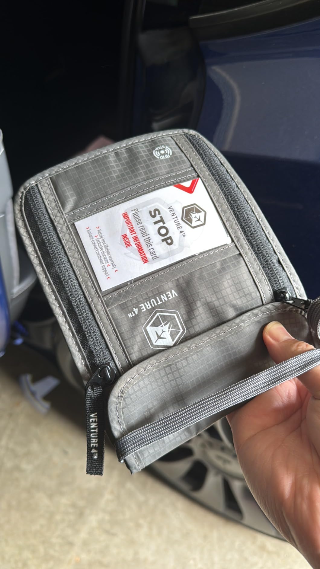 VENTURE 4TH Travel Neck Wallet, RFID Blocking Passport Holder - Gray customer photo 1