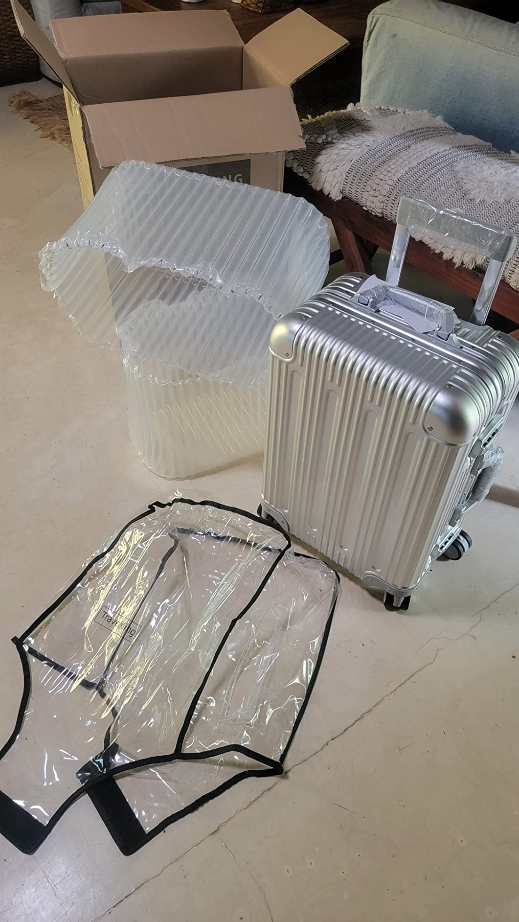 TRAVELKING All Aluminum Carry On Luggage with TSA Locks Fashion Cool Metal Hard Shell Spinner Suitcase (Silver, 20 Inch)… customer photo 2