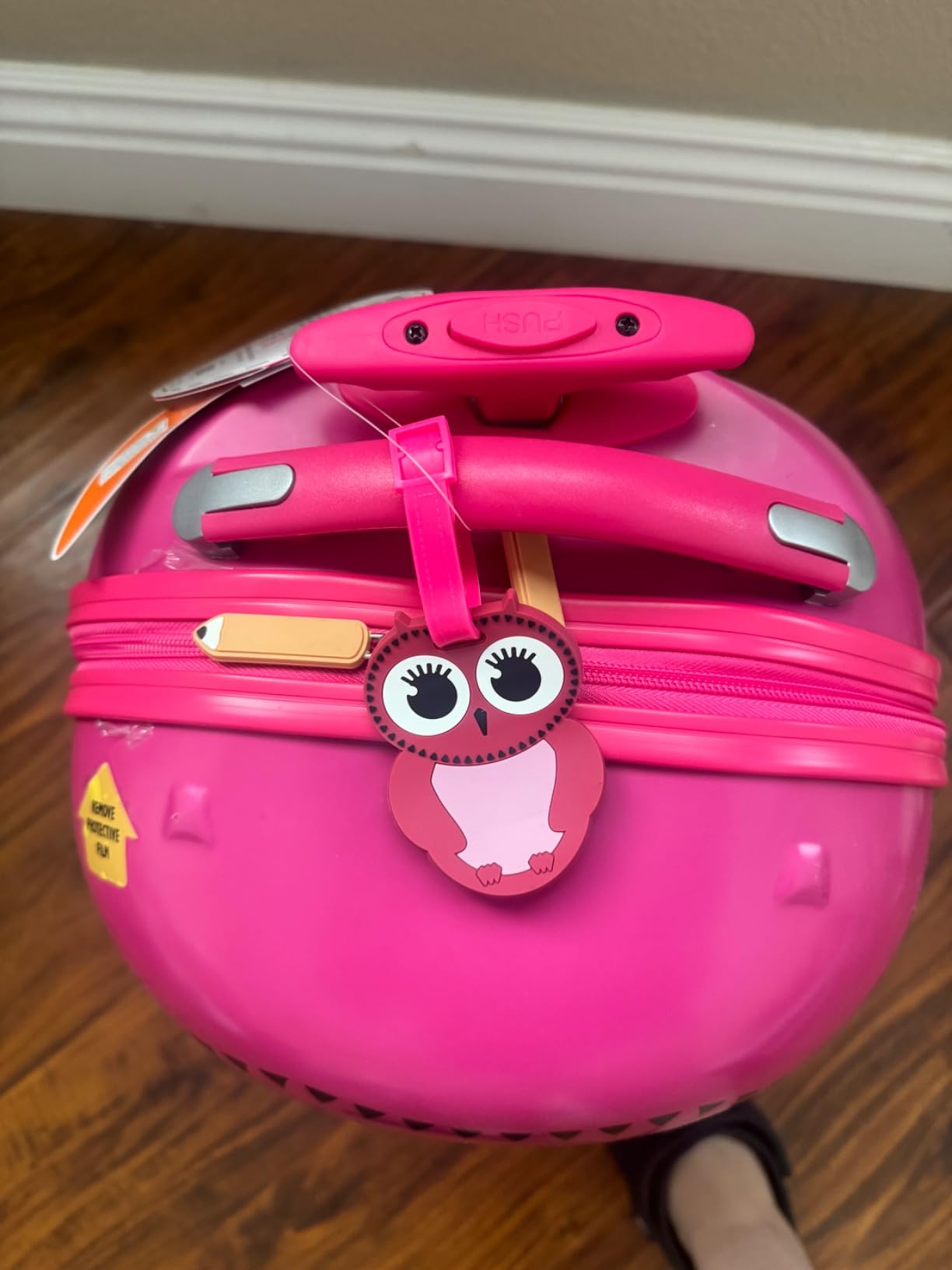 Rockland Jr. Kids' My First Hardside Spinner Luggage, Telescoping Handles, Owl, Carry-On 19-Inch customer photo 2