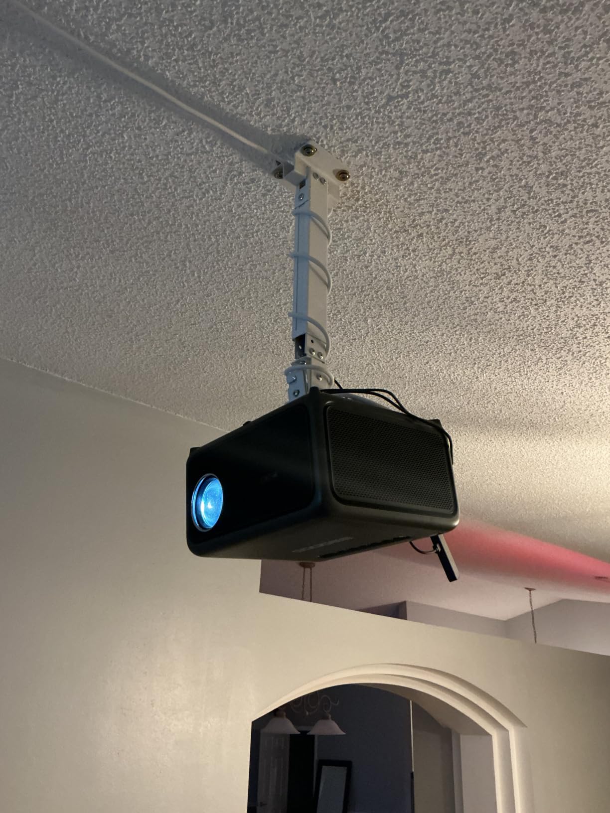 WALI Projector Ceiling Mount, Universal Low Profile Projector Mount with Retractable Arms and Multiple Adjustment Function (PM-002-W), White customer photo 1
