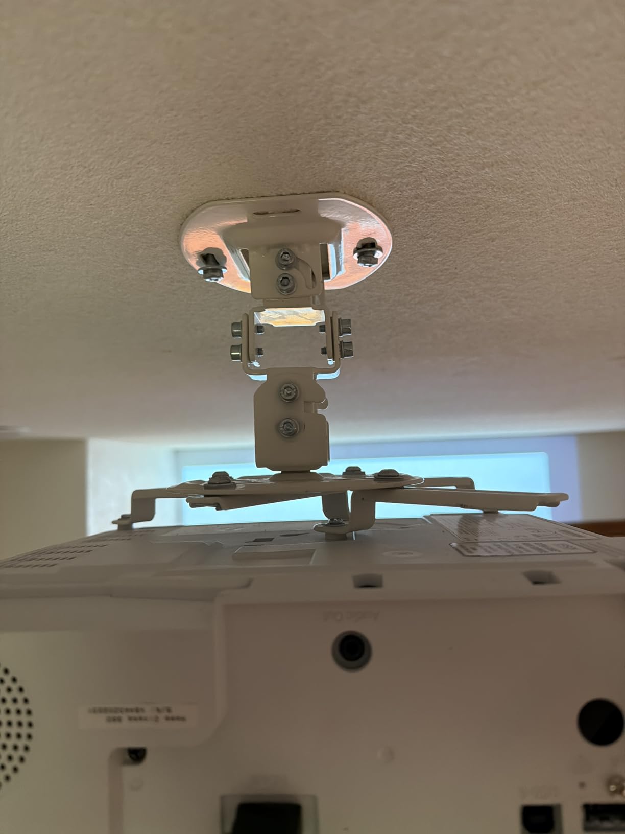WALI Projector Ceiling Mount, Universal Low Profile Projector Mount with Retractable Arms and Multiple Adjustment Function (PM-002-W), White customer photo 2