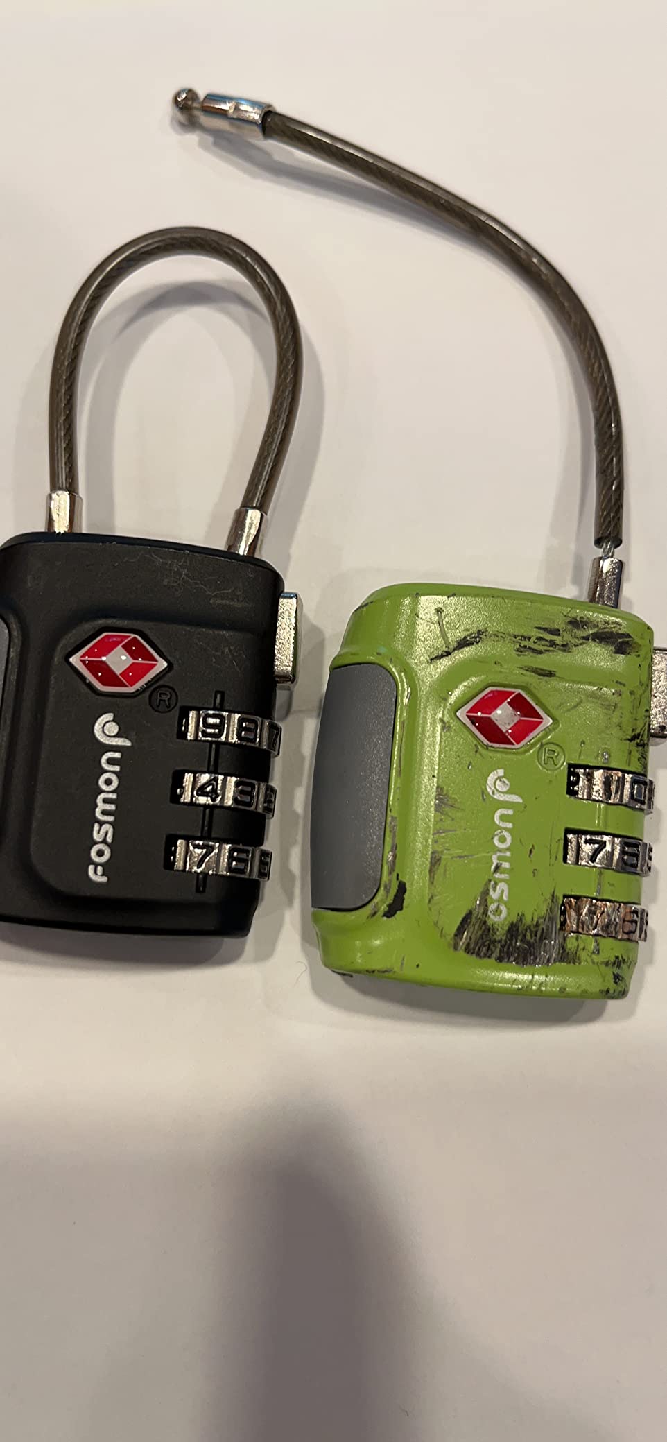 Fosmon TSA Approved Luggage Locks, Cable Suitcase Travel Lock, 3 Digit Long Shackle Combination Padlock, Wire Lock for Gym Locker, Backpack Anti Theft customer photo 2