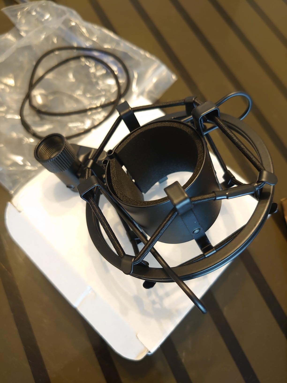 Microphone Shock Mount Mic Holder, Anti-Vibration Suspension Shock Mount Mic Holder Clip for 43mm-47mm Diameter Condenser Microphone customer photo 1