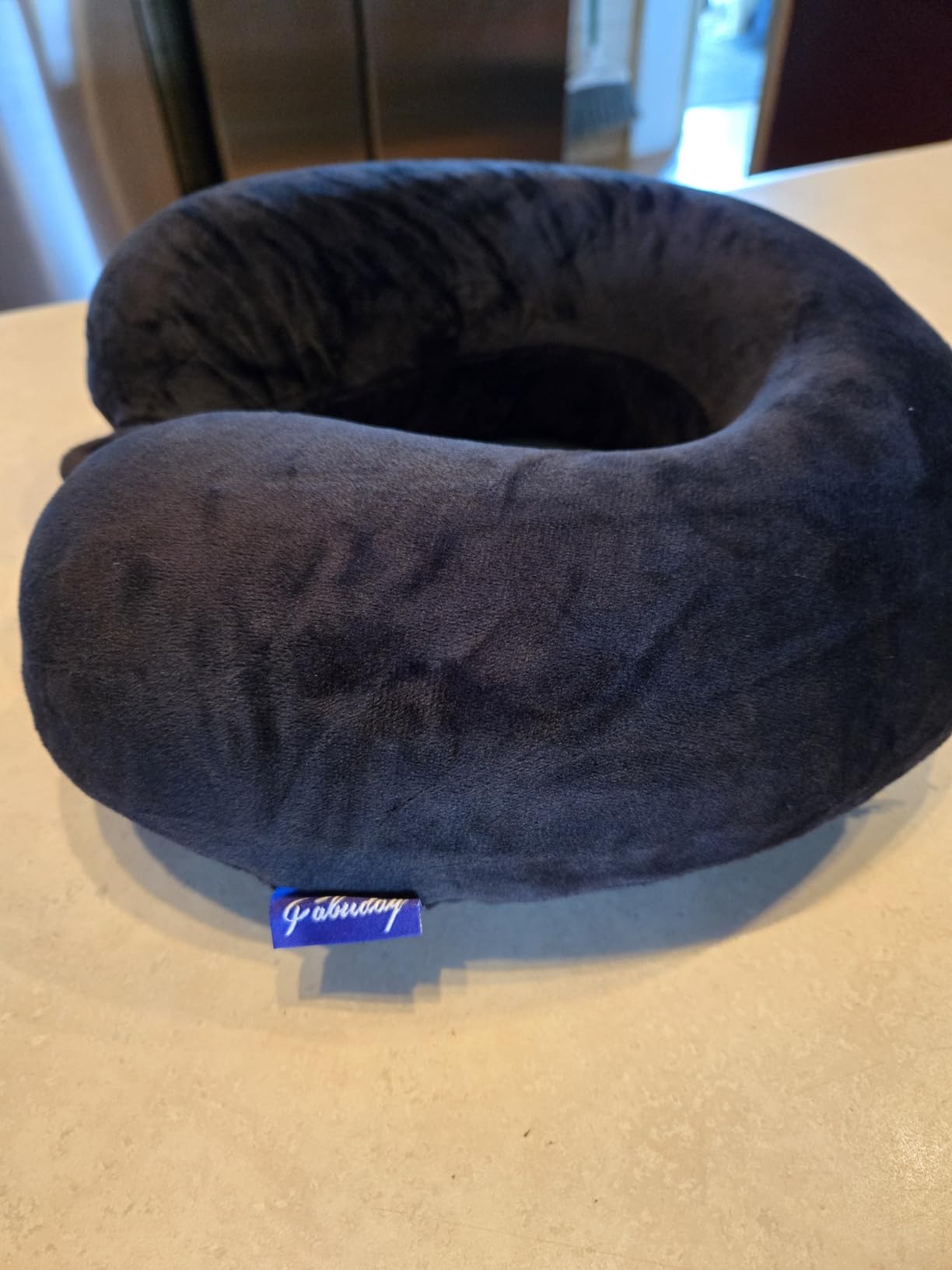 Fabuday Memory Foam Travel Pillows for Airplanes - Neck Pillow for Traveling with Attachable Snap Strap Soft Washable Cover, Flight Pillow for Sleeping, Car, Home, Office, Black customer photo 1