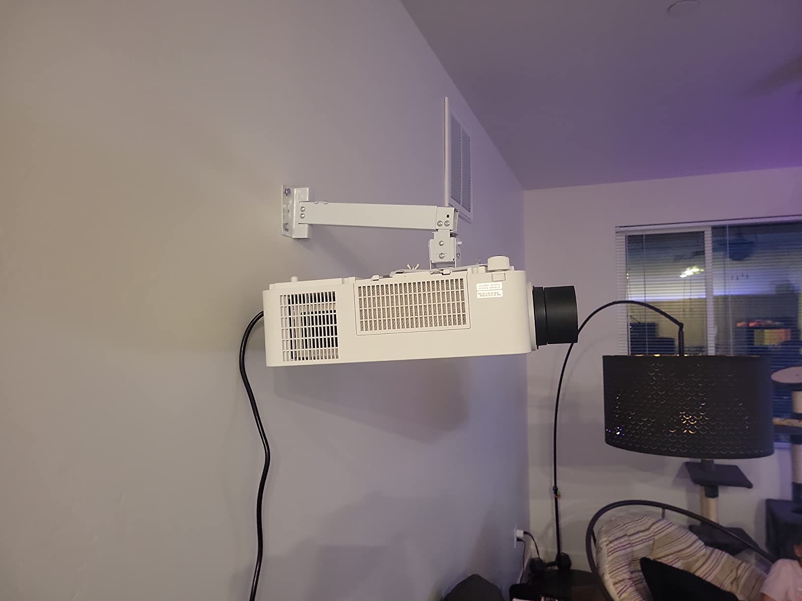 Projector Ceiling/Wall Mount White, Low Profile Universal Projector Holder/Bracket/Hanger Kit with Extendable Arm, Adjustable Height Pole Drop Ceiling Quick Release for Epson Optoma Benq customer photo 2