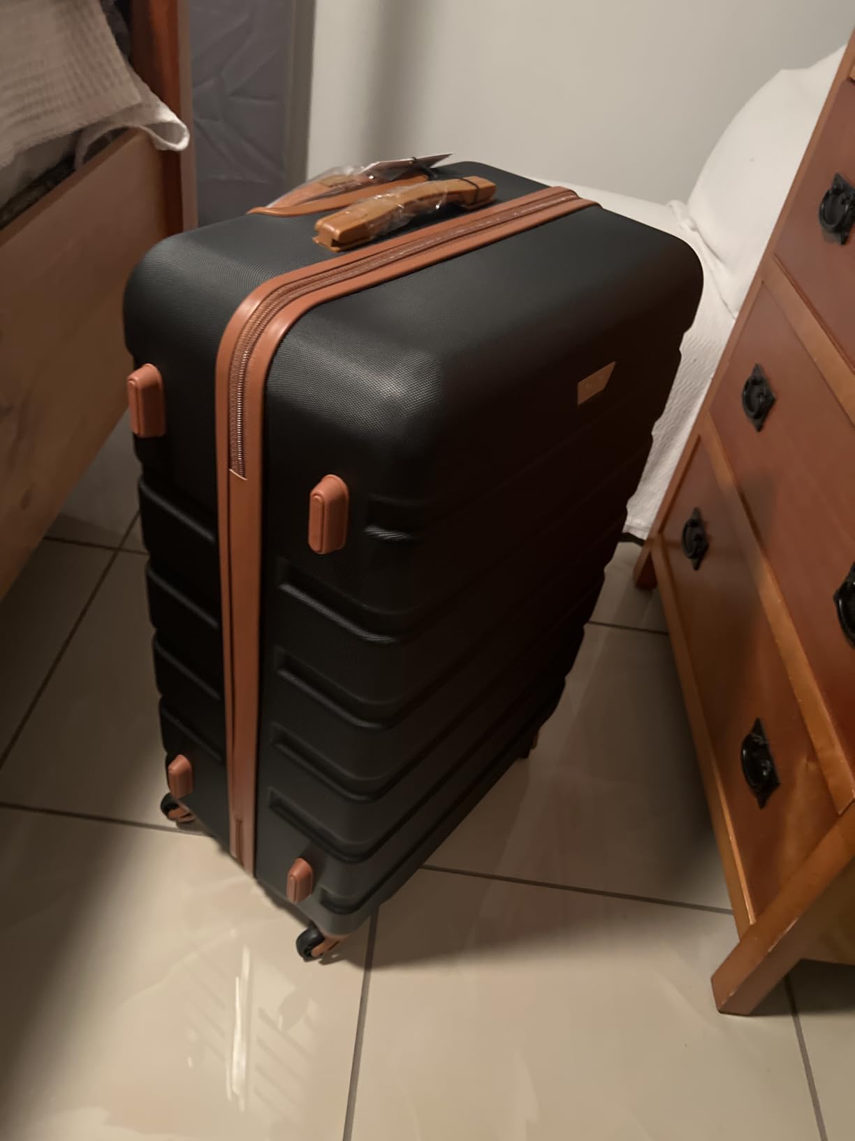 Coolife Luggage Set, 3 Piece Lightweight Durable Hardshell, Apricot Navy customer photo 1