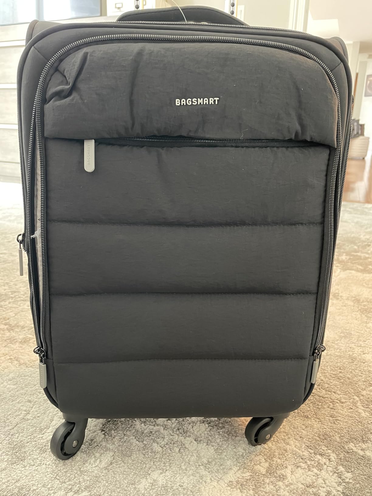 BAGSMART Softside Underseat Personal Item Suitcase with Wheels, Camel customer photo 1