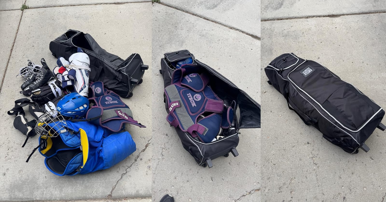 41-Inch Hockey Bag with Wheels, Large Ice Hockey Duffel Travel Bag for Equipment & Gear, 2 Sticks Field Hockey Bag with Separate Shoe Compartment (Black) customer photo 1